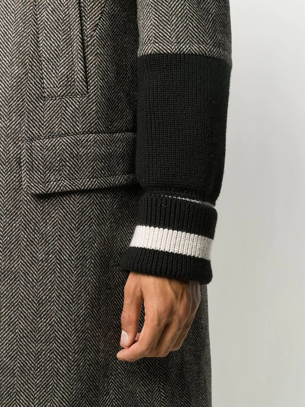 knitted sleeves single-breasted coat - 5