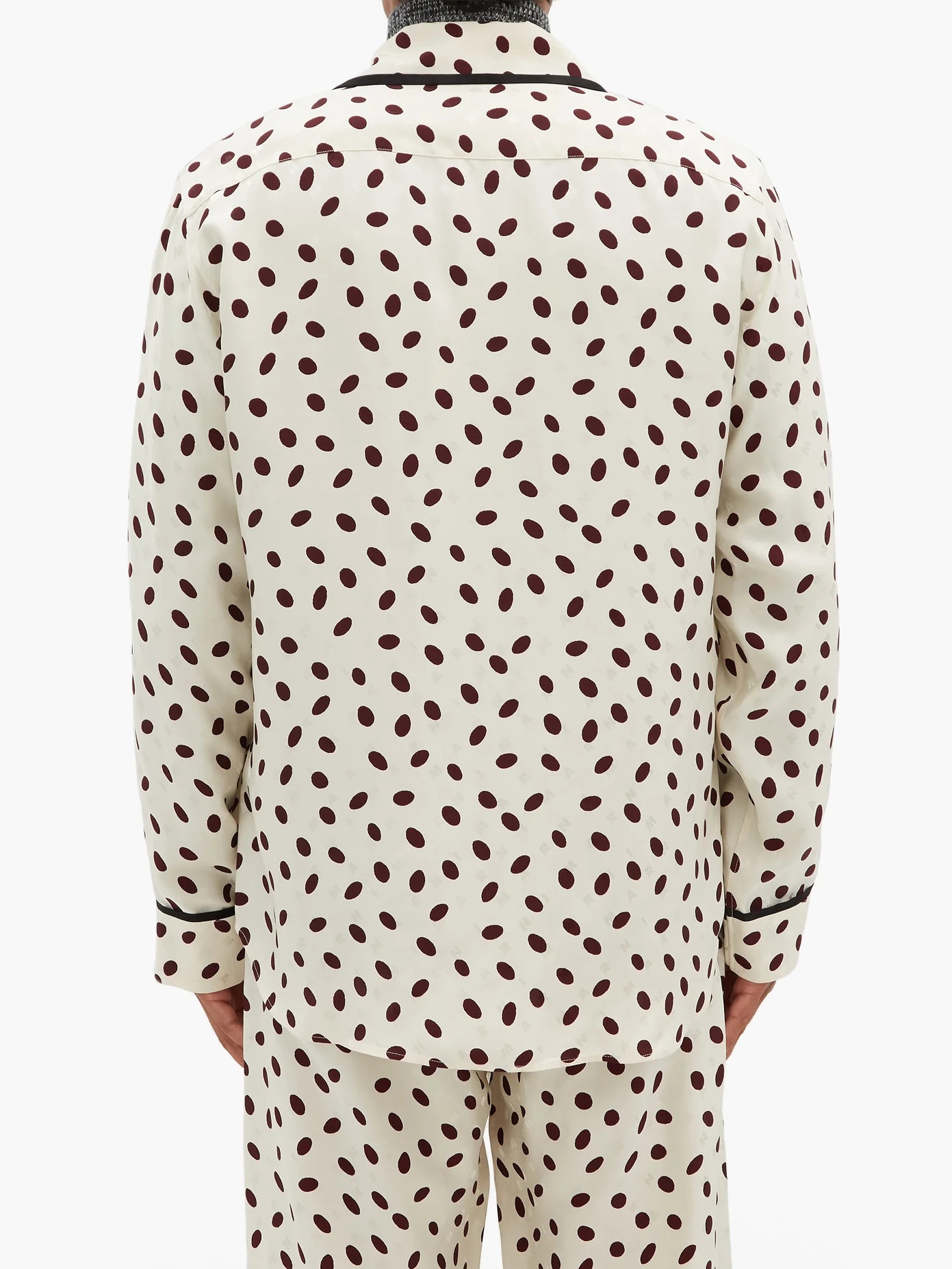 Polka-dot logo-jacquard satin shirt - 5