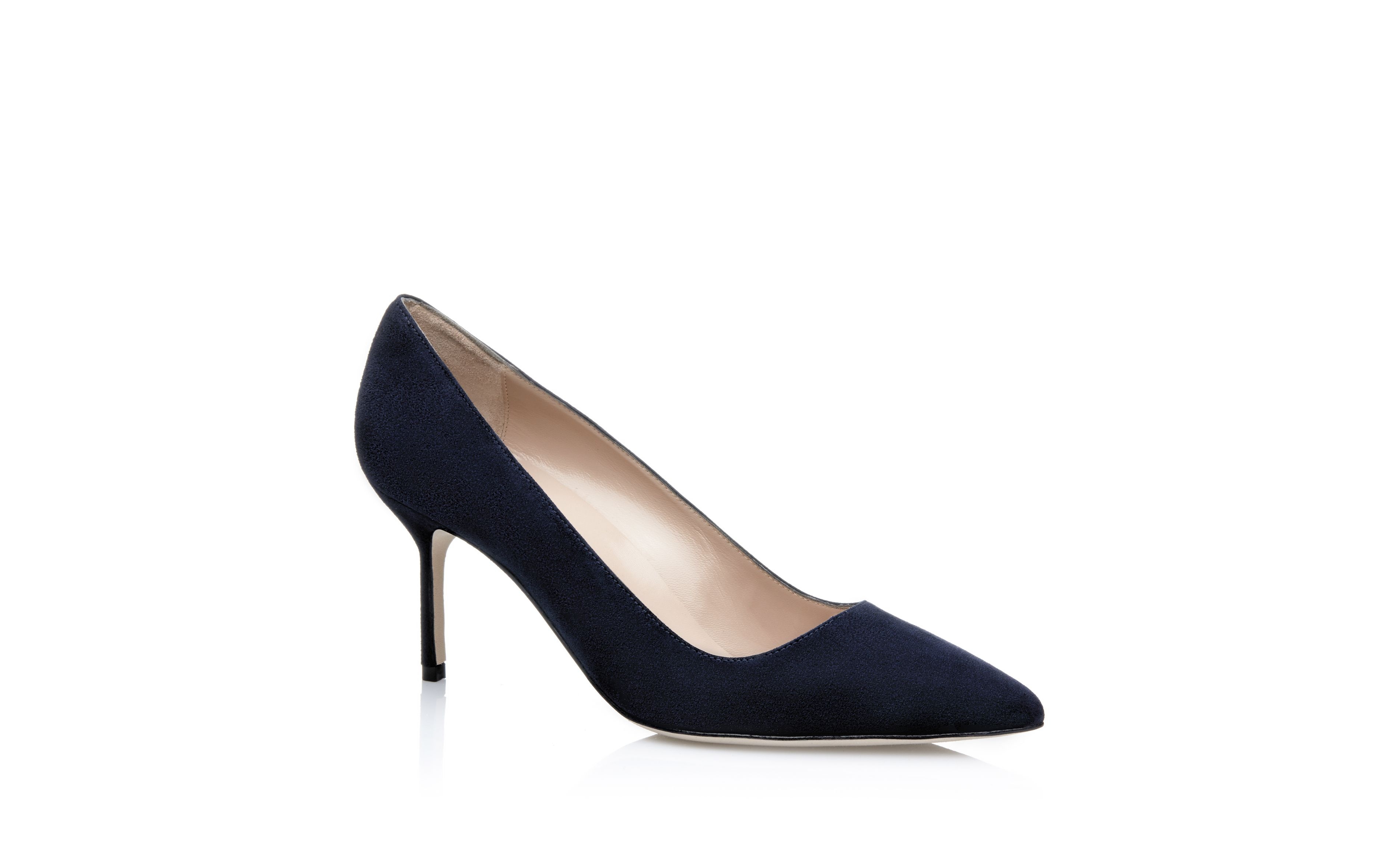 Navy Suede Pointed Toe Pumps - 3