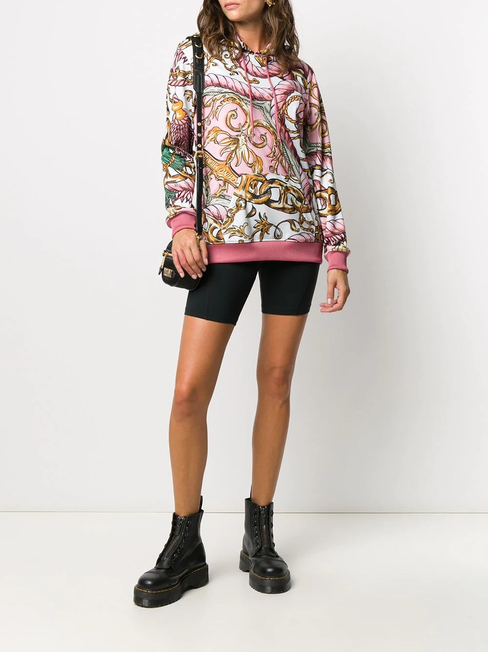 baroque-print drawstring hoodie - 2