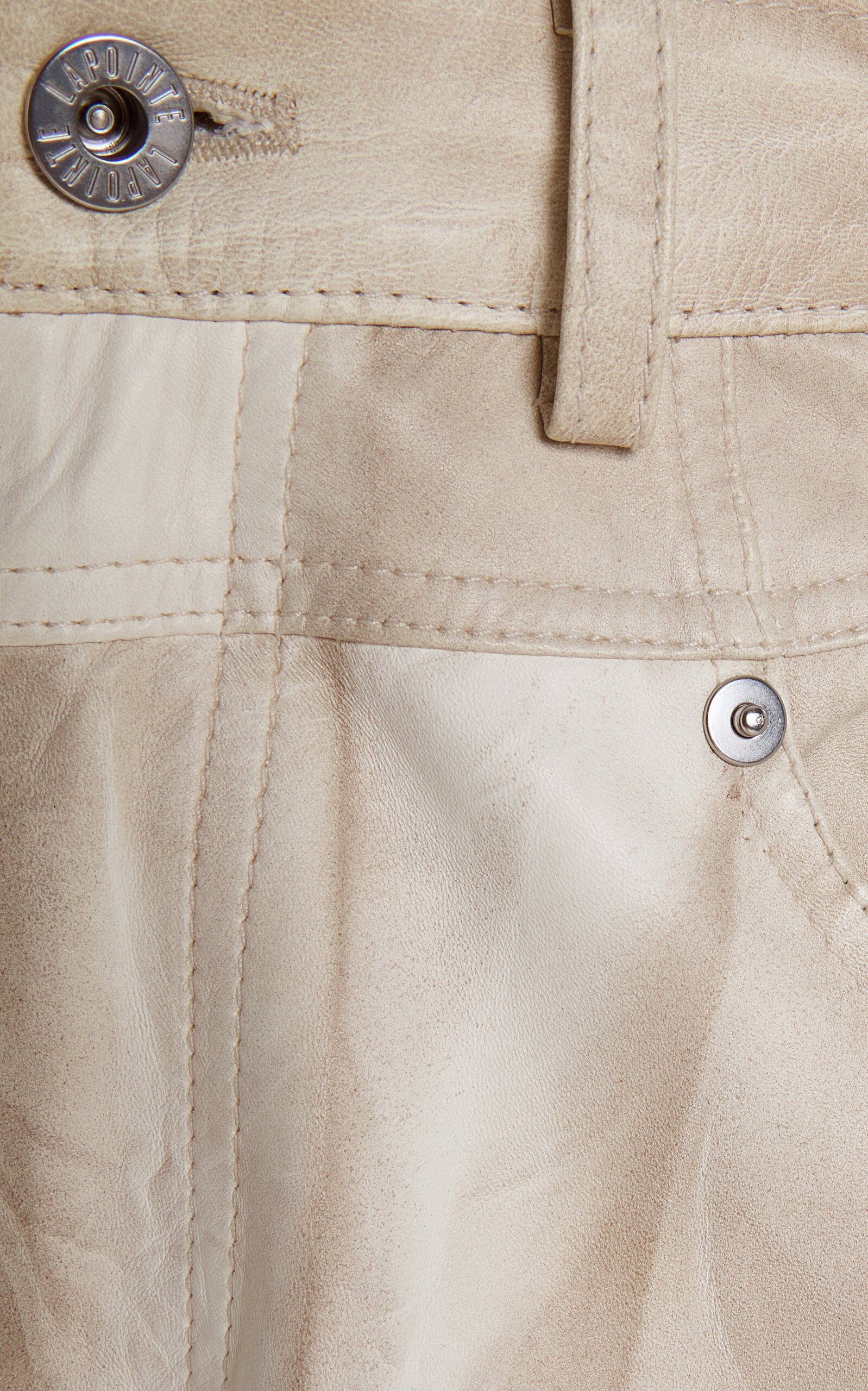 Marbled Nappa Double Seam Pant ivory - 5