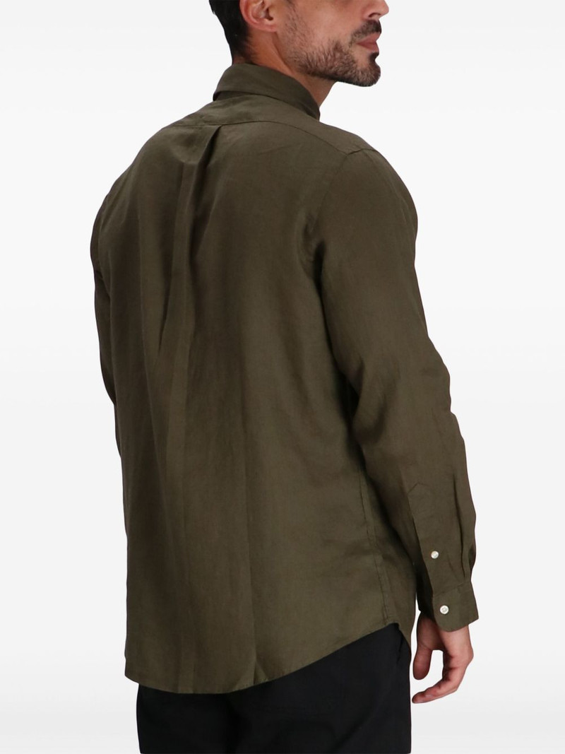 logo-embroidered linen shirt 4