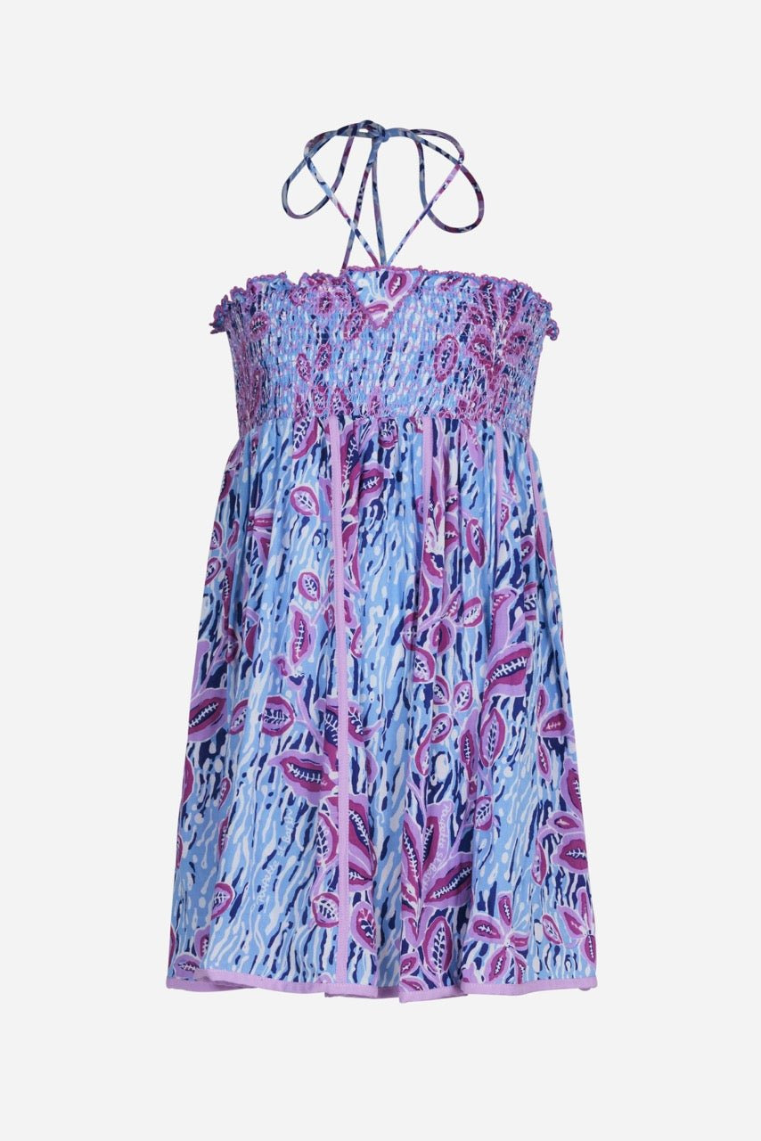 Mini Dress Cycas for girls - Blue Exotic Forest - 1