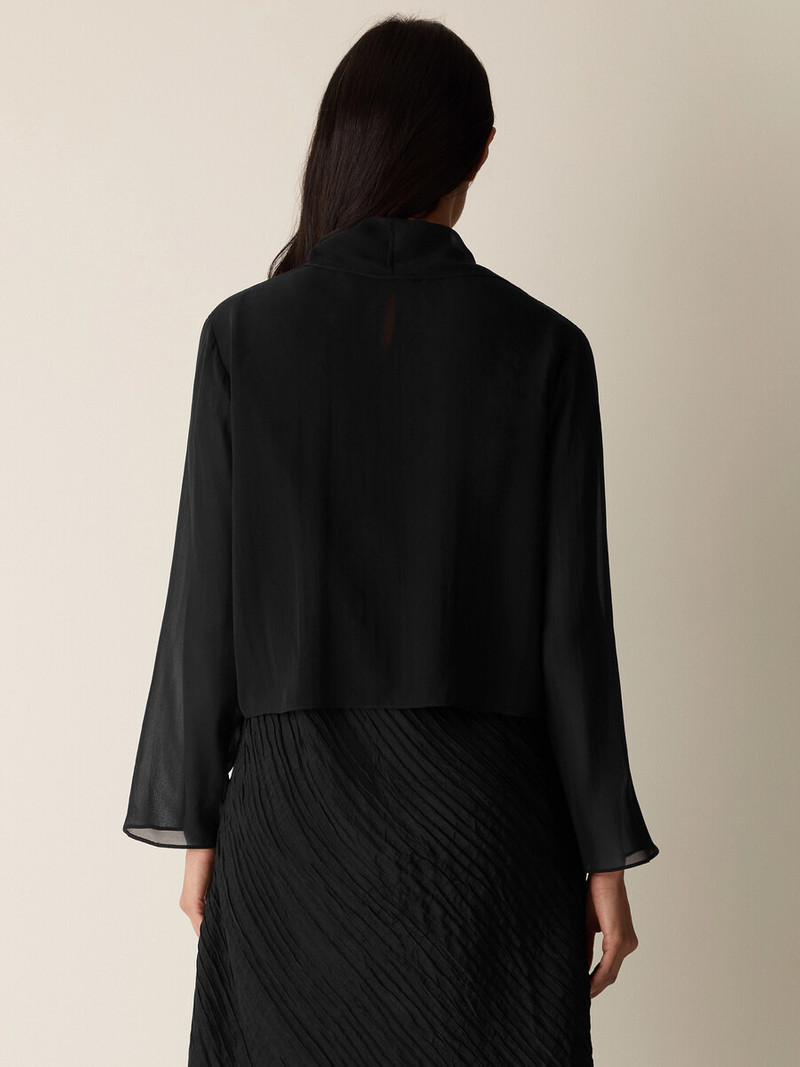 Sheer Silk Georgette High Collar Jacket 4