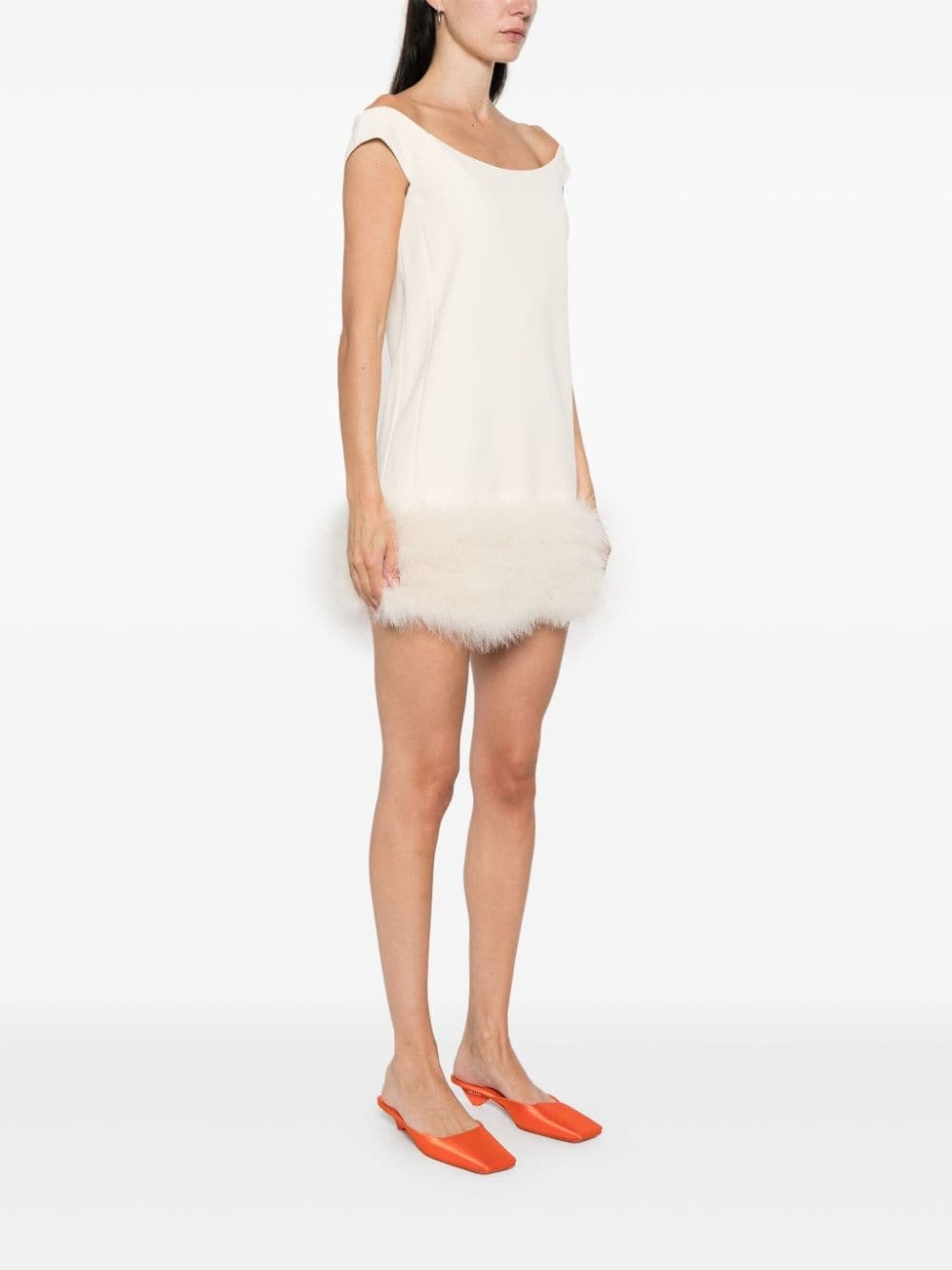 marabou-feathers crepe mini dress - 3