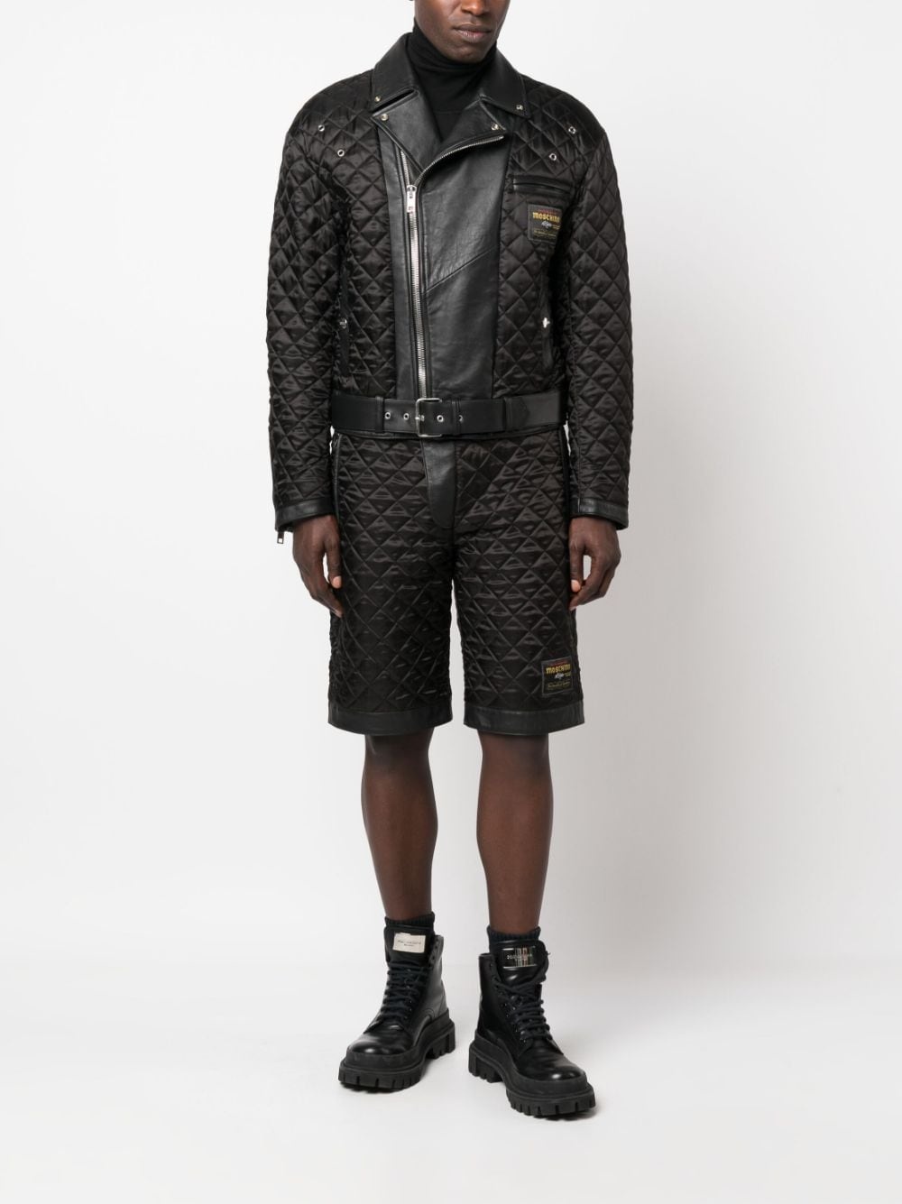 logo-patch diamond-quilted shorts - 2