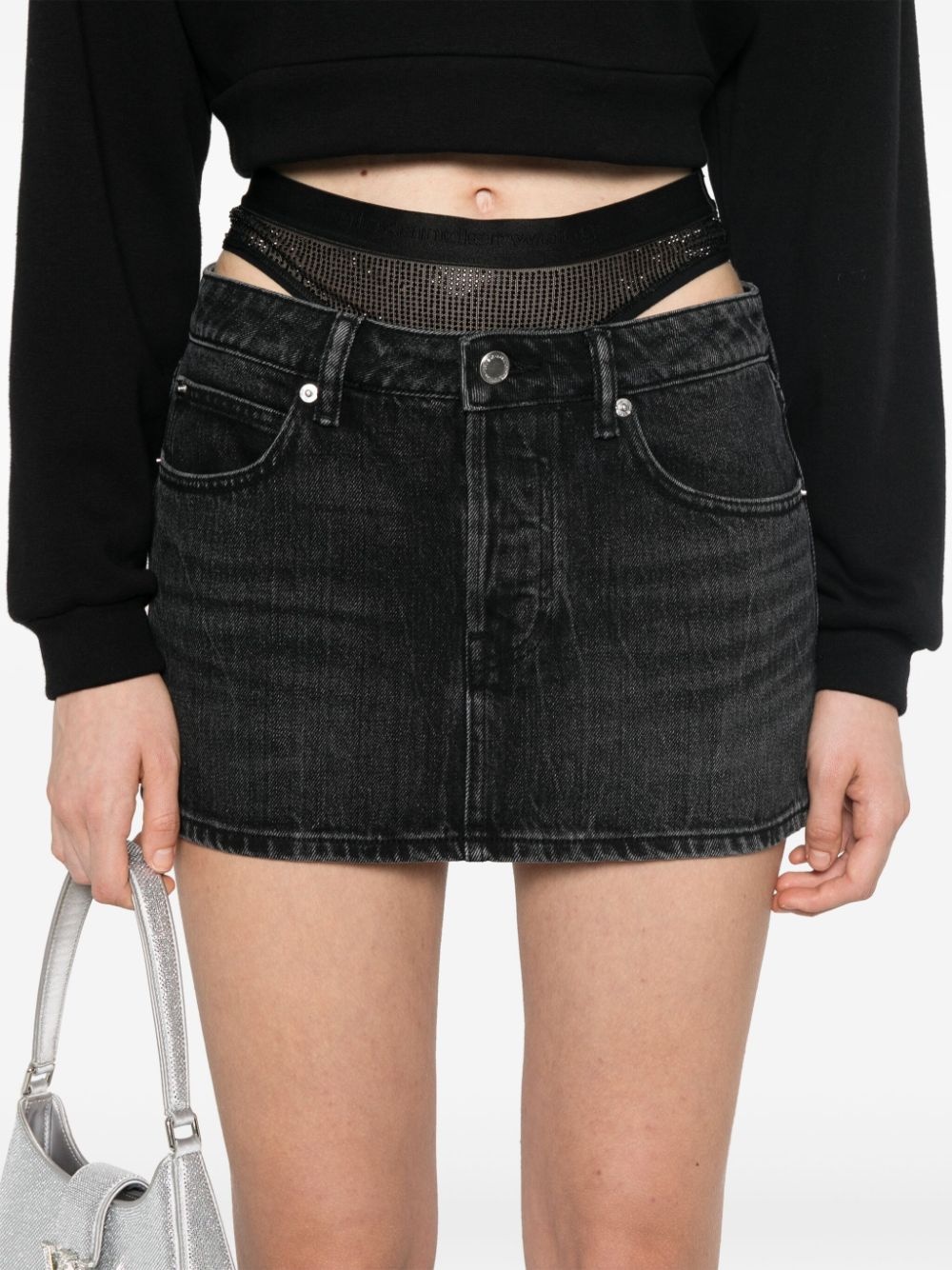 crystal denim mini skirt - 5