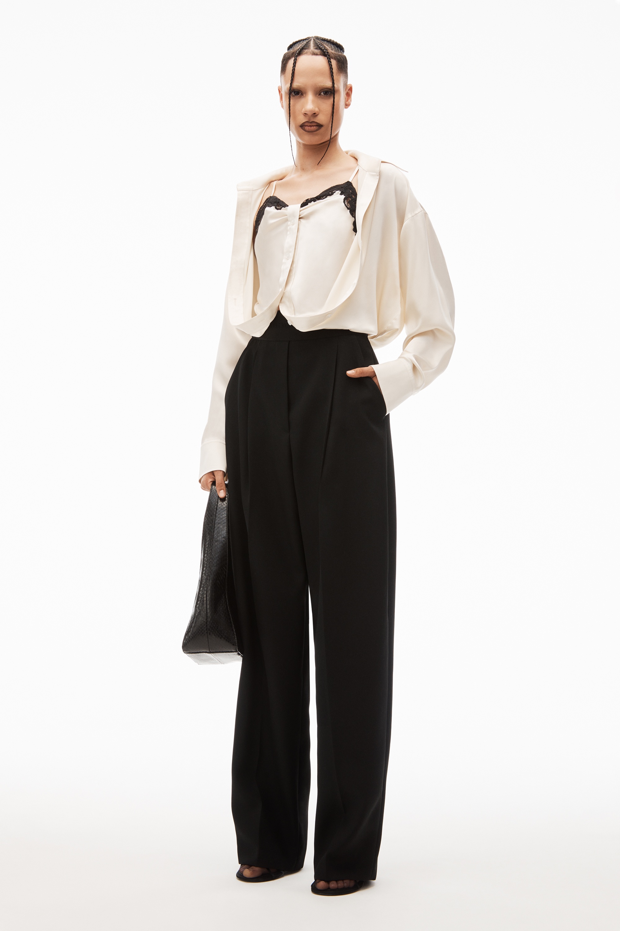 high waisted trouser with logo waistband - 2