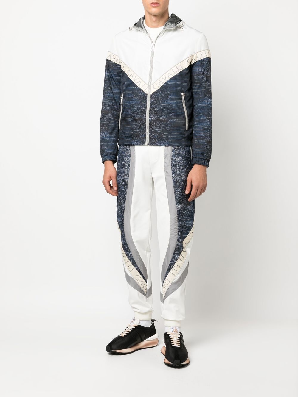 animal print logo-tape track pants - 2