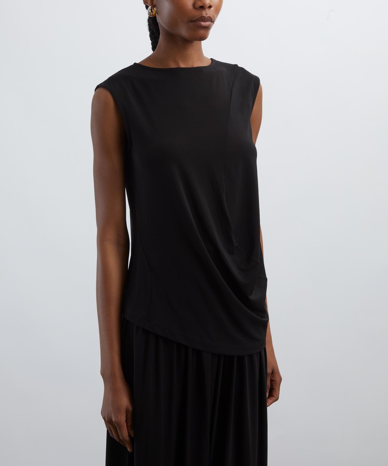 ISSEY MIYAKE Black DRAPE JERSEY-56 Top outlook