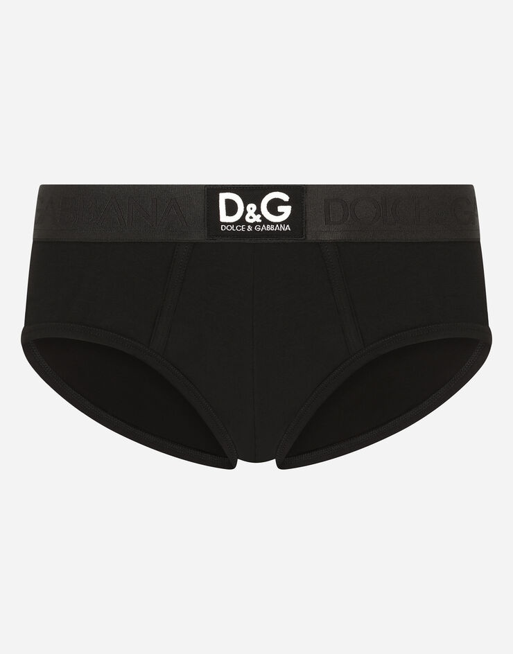 Two-way stretch cotton Brando briefs with D&G patch - 1