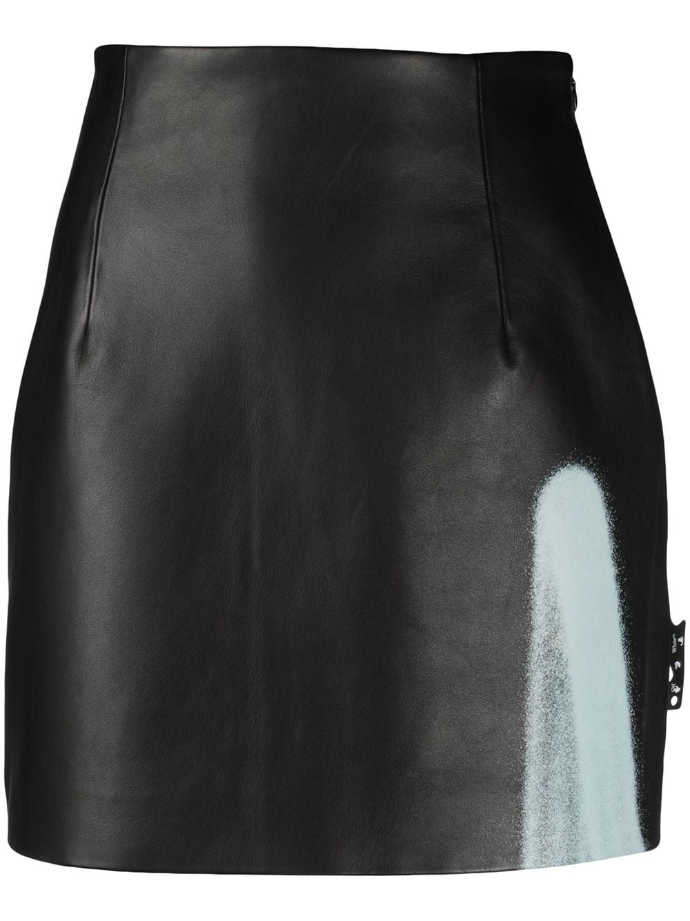 graffiti detail mini leather skirt - 1