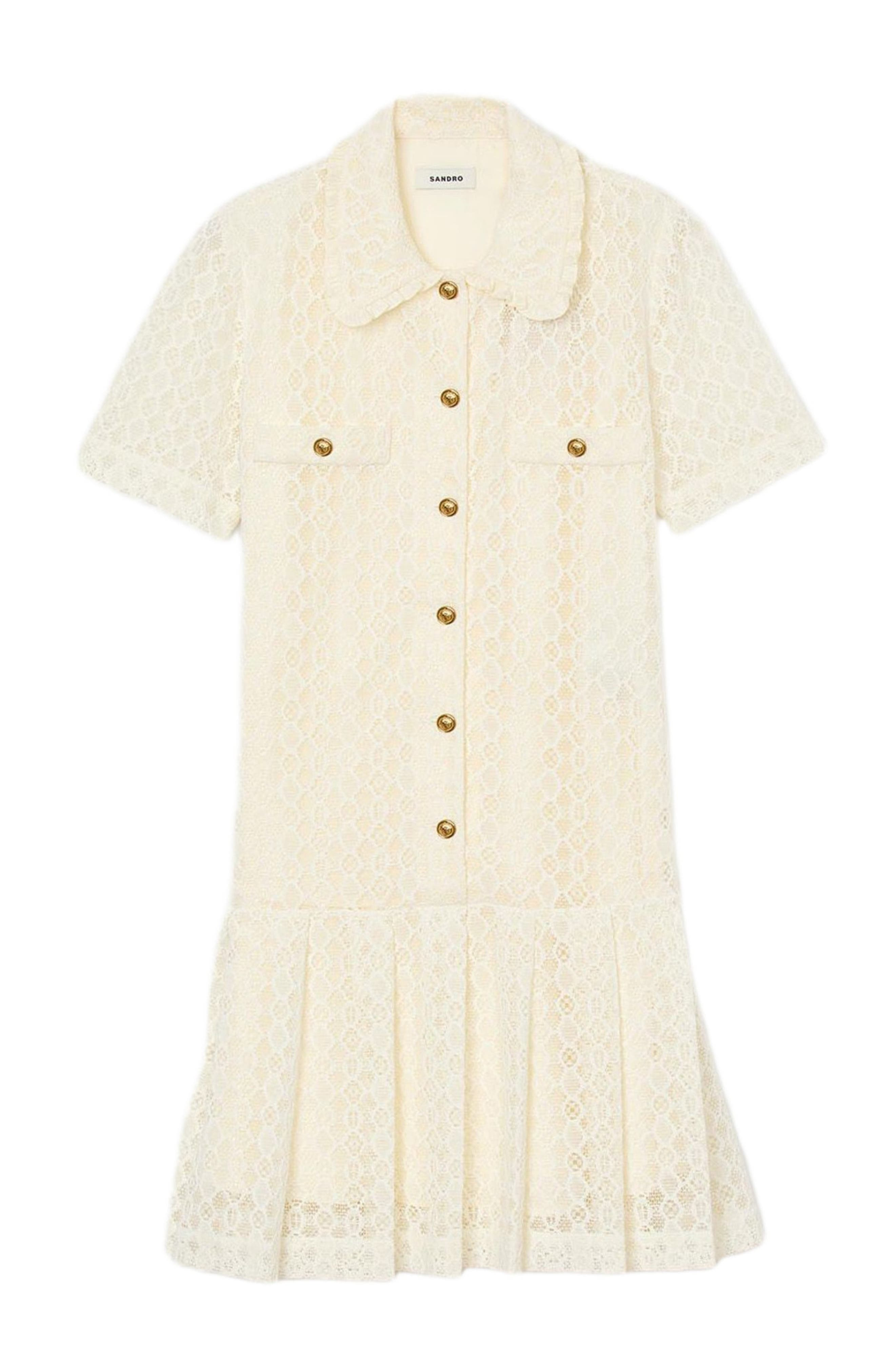 SANDRO Short lace dress in Ecru at Nordstrom - 5