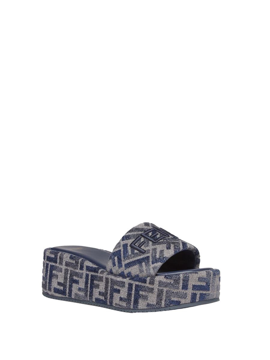 Fendi Sunshine Flatform Slide In Denim Ff Shoes - 2