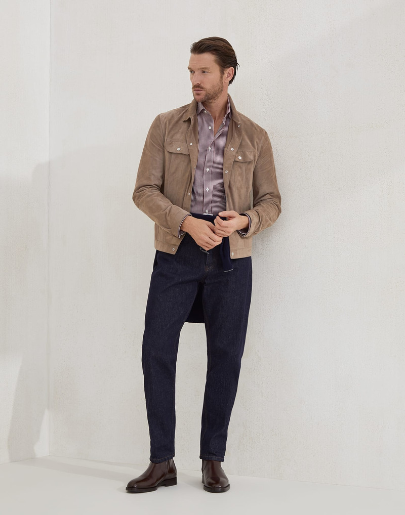 Checked cotton slim fit shirt with spread collar 5