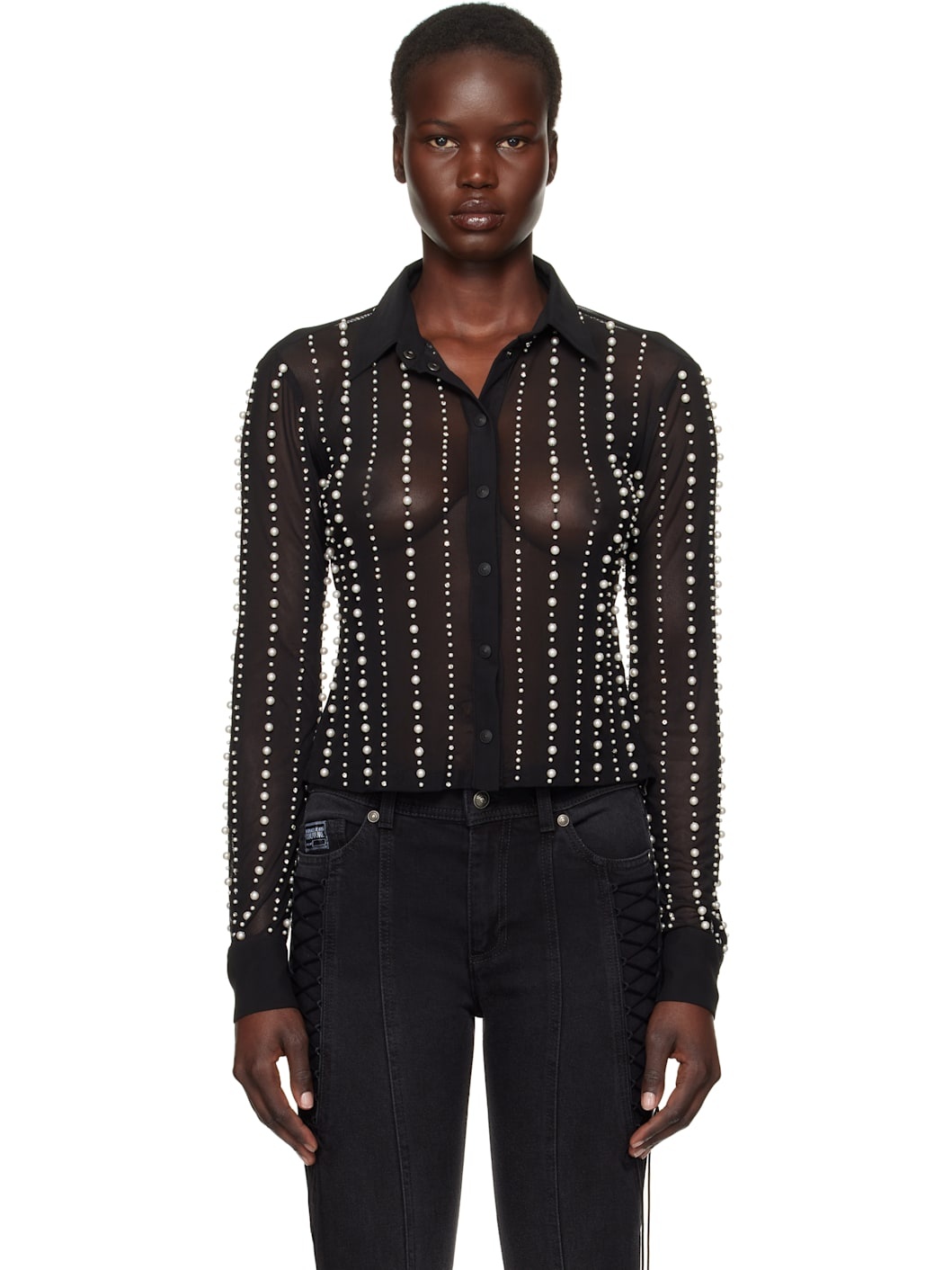 Black Embellished Shirt - 1