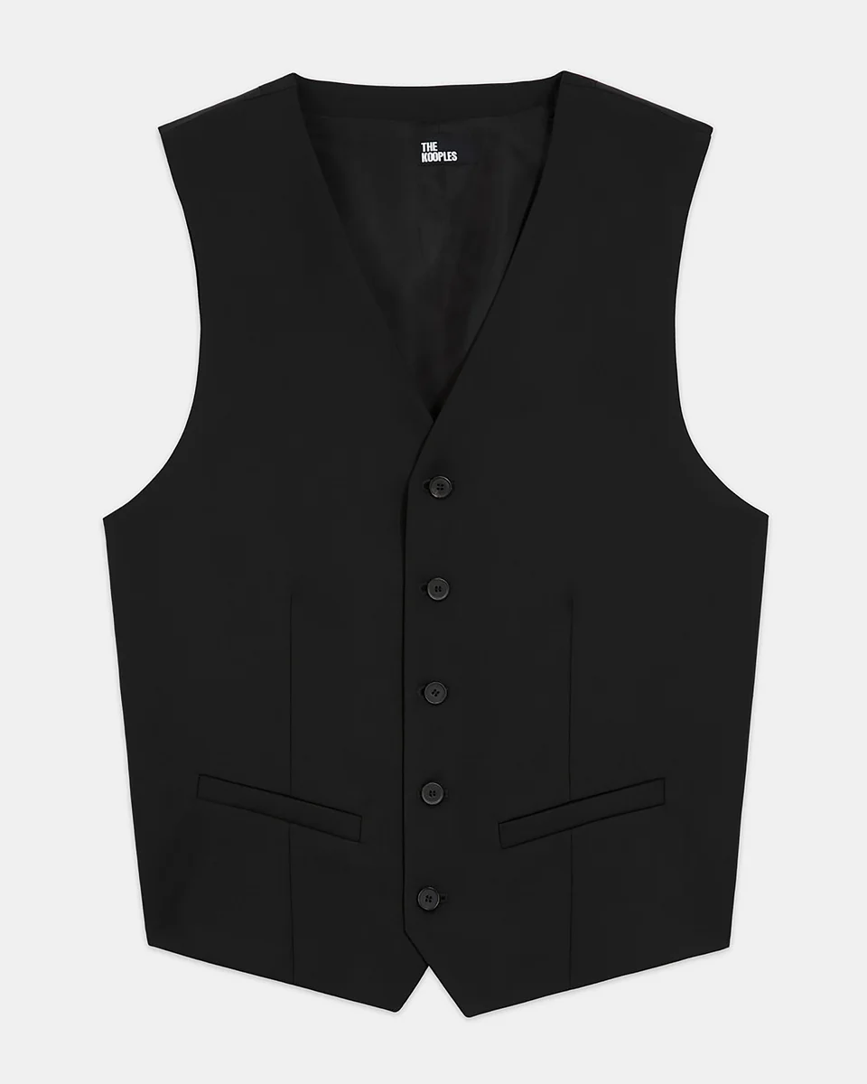 BLACK SUIT VEST IN WOOL TAILORED CUT - 1