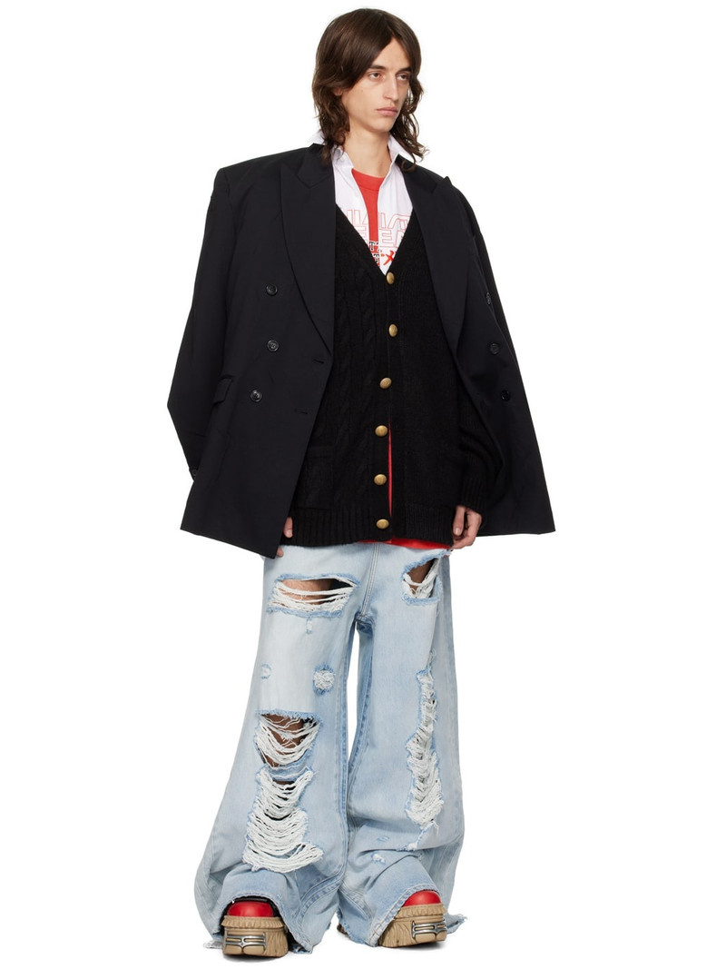 Blue Ripped Big Shape Jeans 4