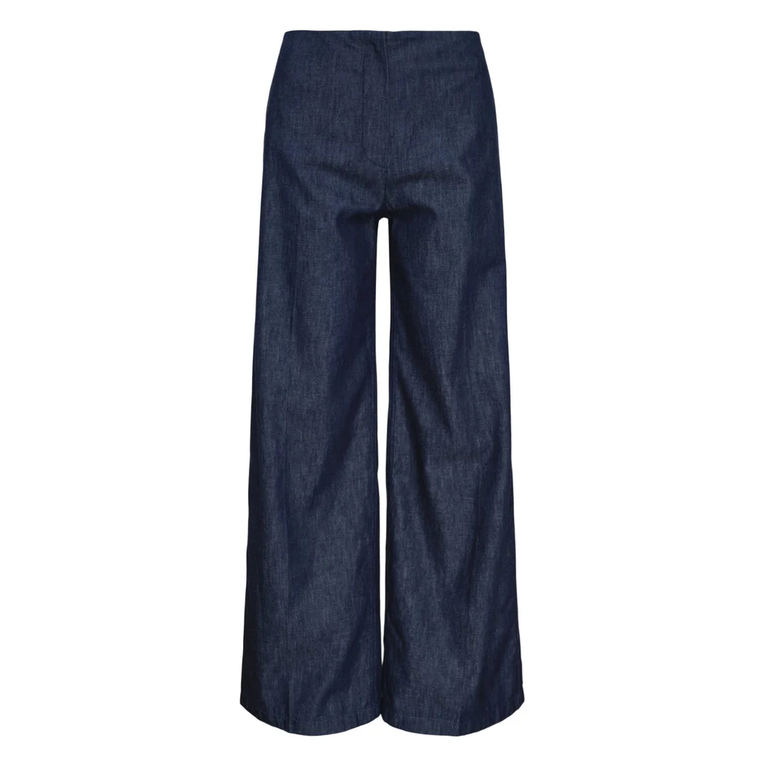 Lightweight Wide Leg Denim Trousers - 1