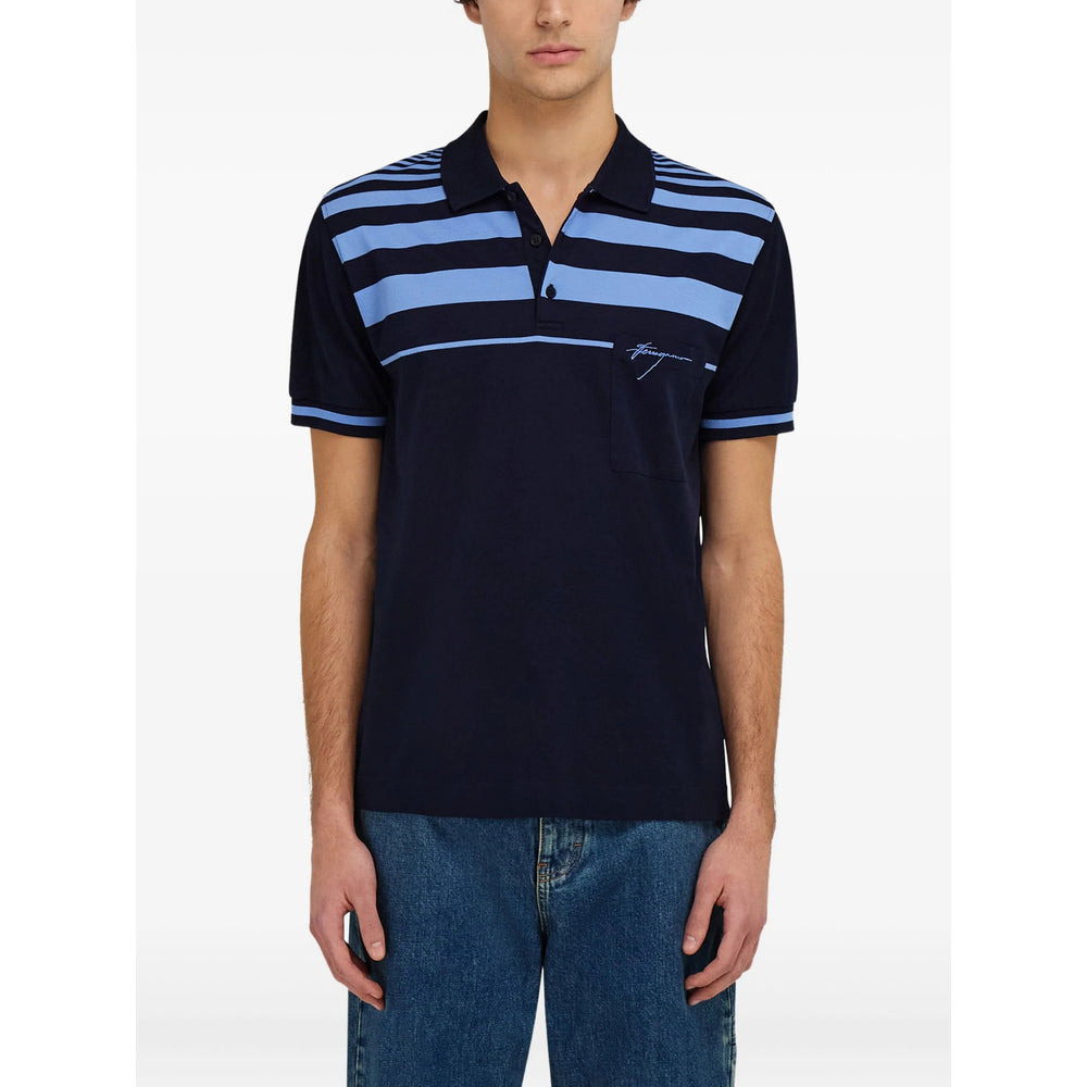 Ferragamo Blue Polo Shirts Men - 5