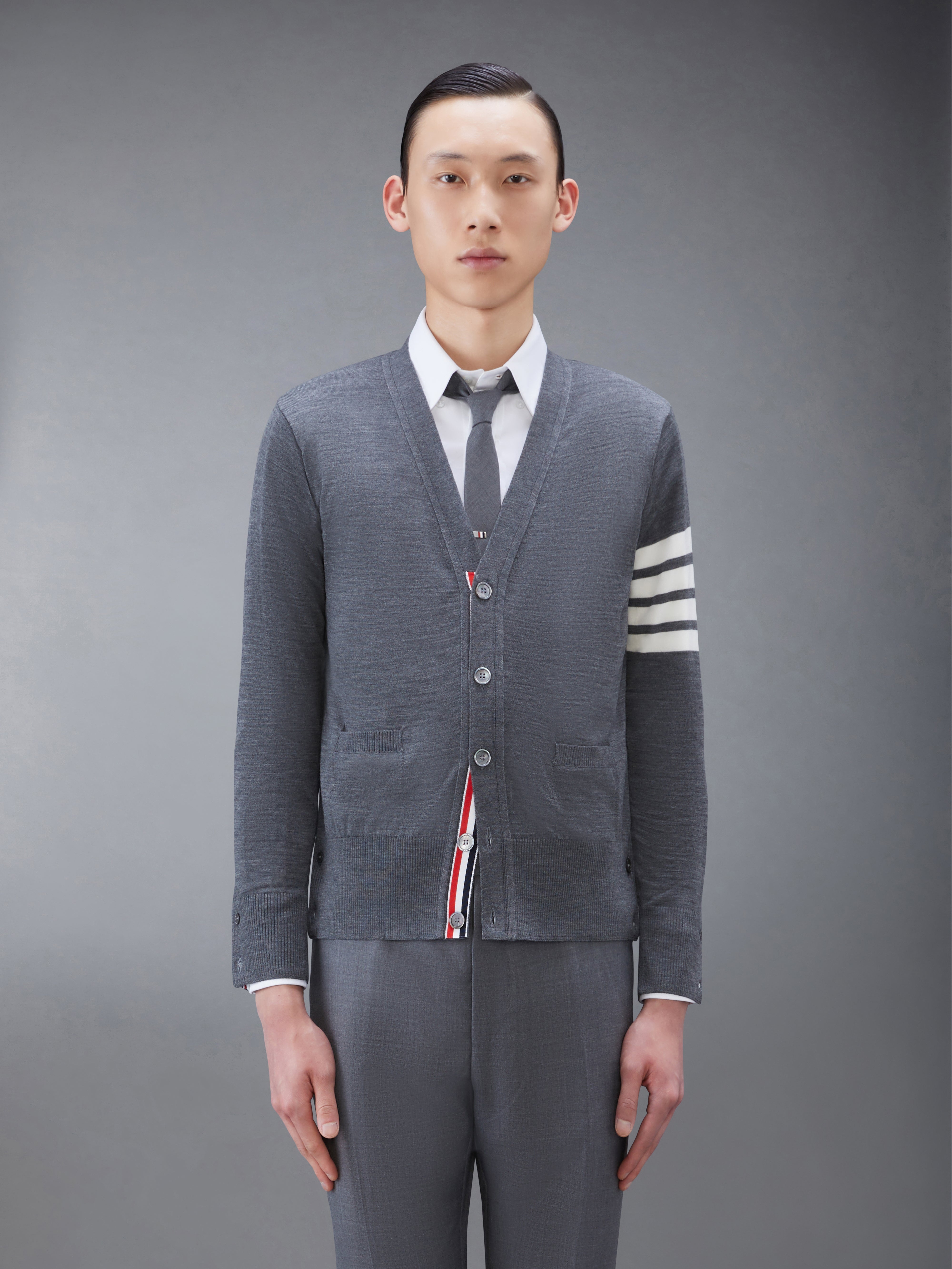 WOOL CLASSIC 4-BAR V-NECK CARDIGAN - 2
