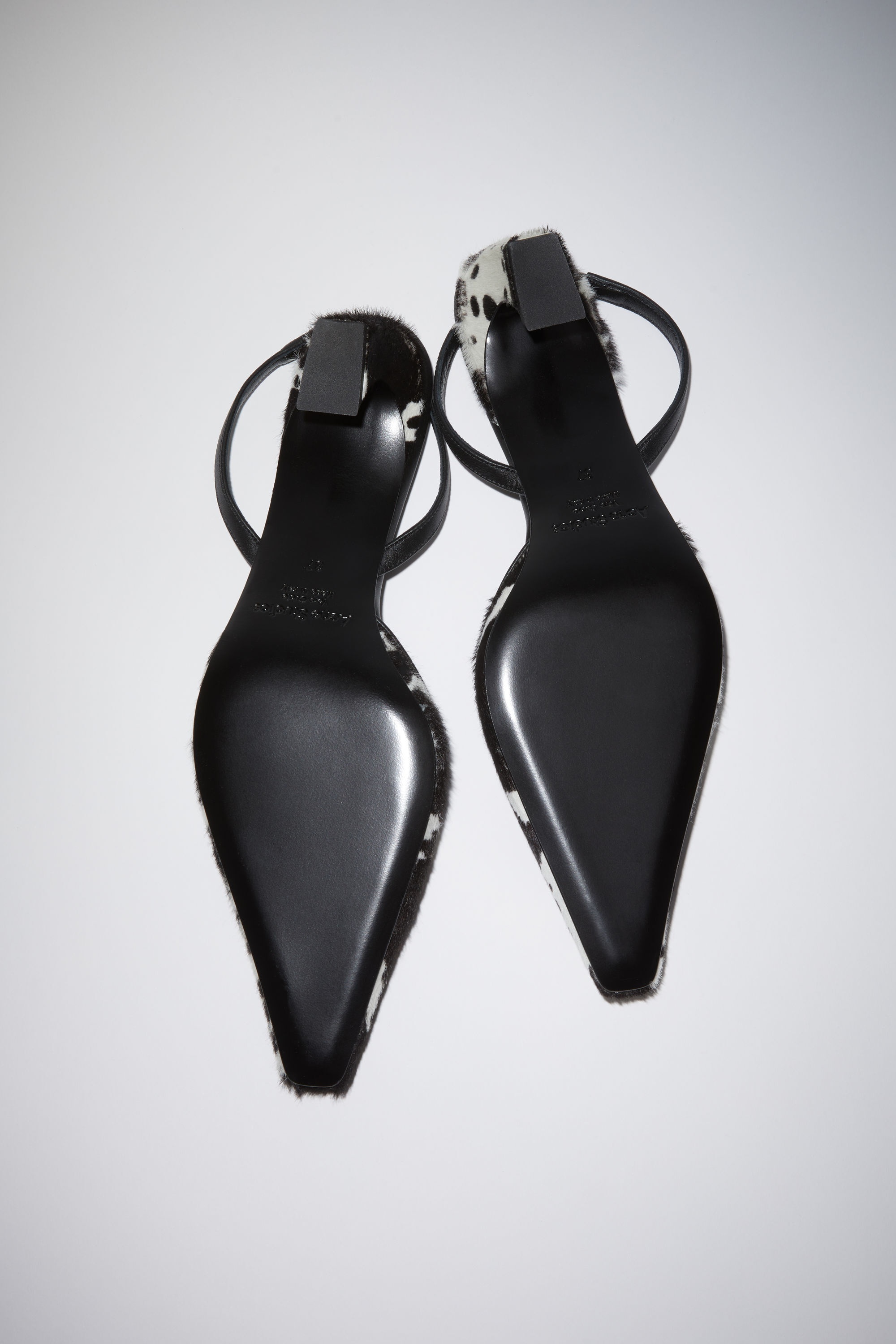 Printed leather pony heeled mules - White/black - 4