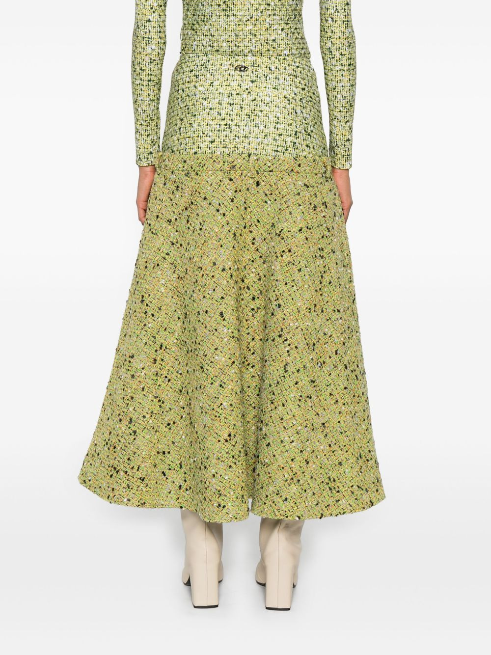 tweed-textured flared midi skirt - 4