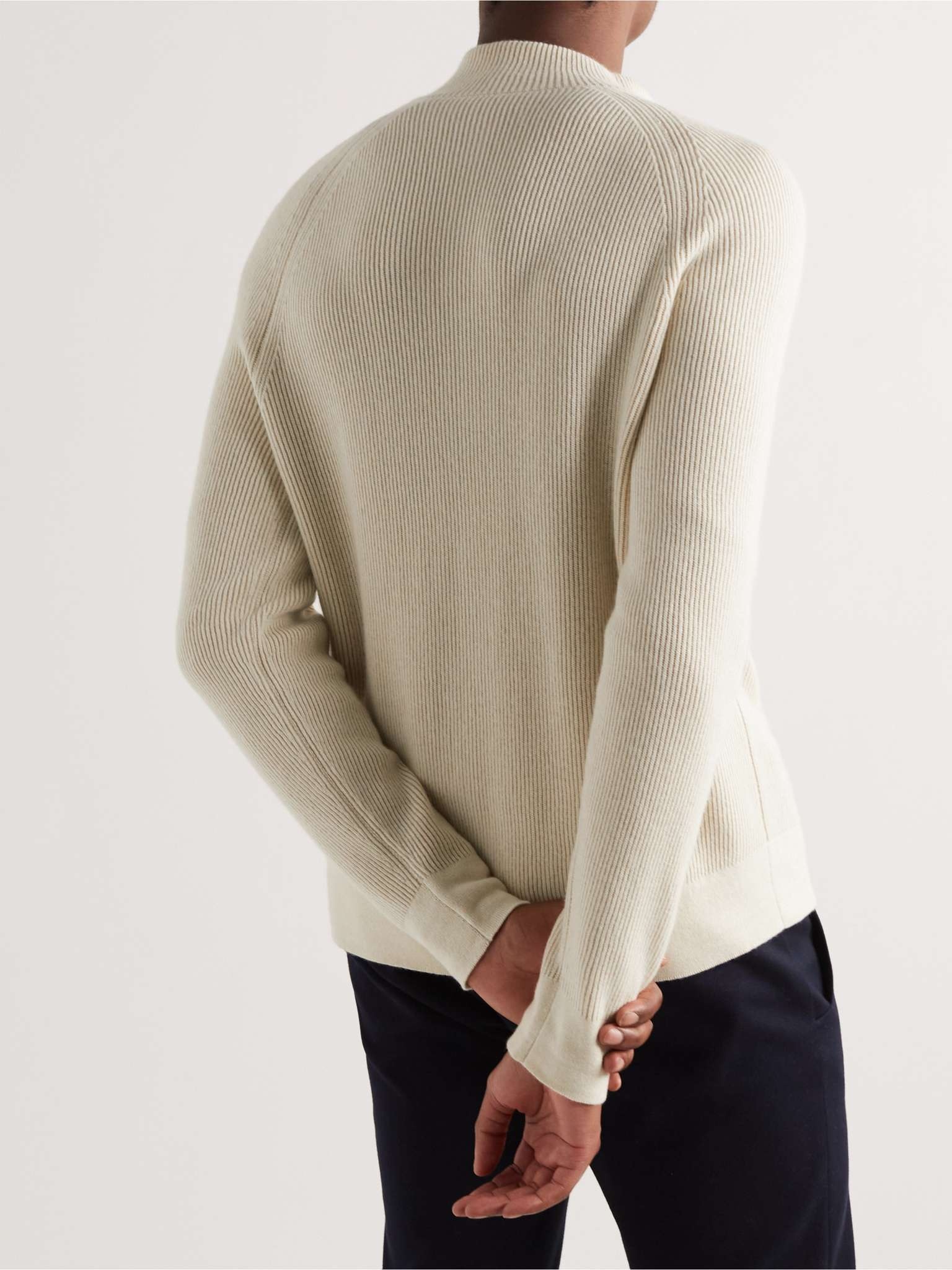 Loro Piana Ribbed Baby Cashmere Zip-Up Sweater | REVERSIBLE