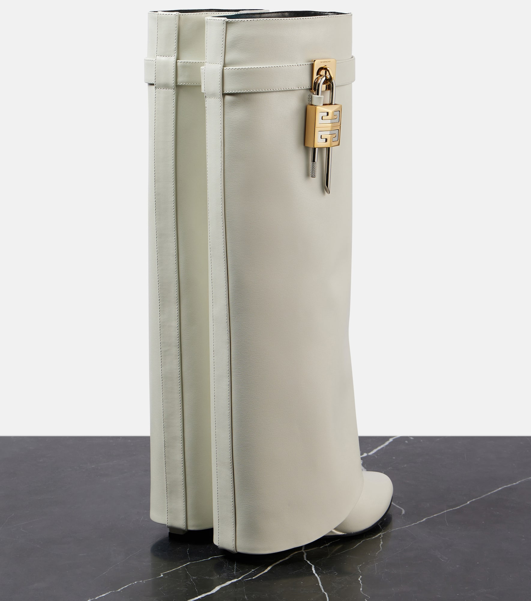 Shark Lock leather knee-high boots - 3