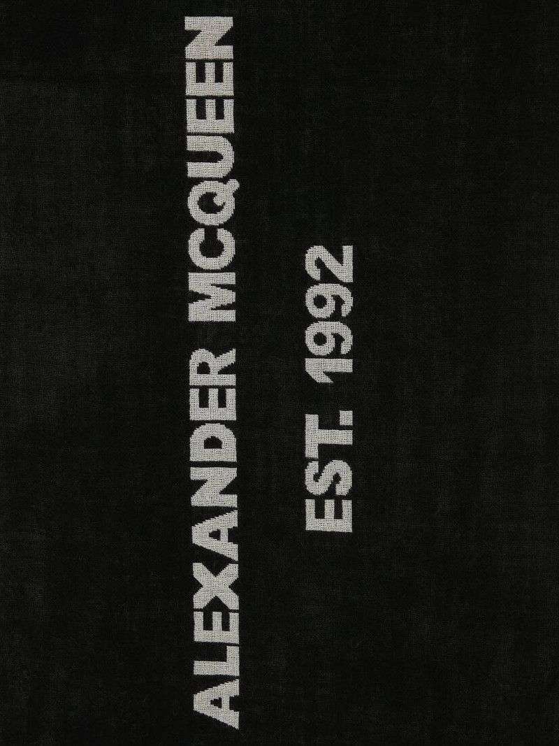 Men's Oversize McQueen Graffiti Scarf in Black/ivory 4