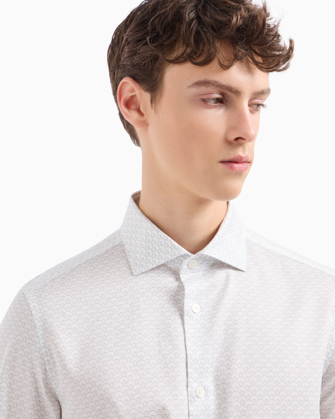 Cotton shirt with all-over logo print - 5