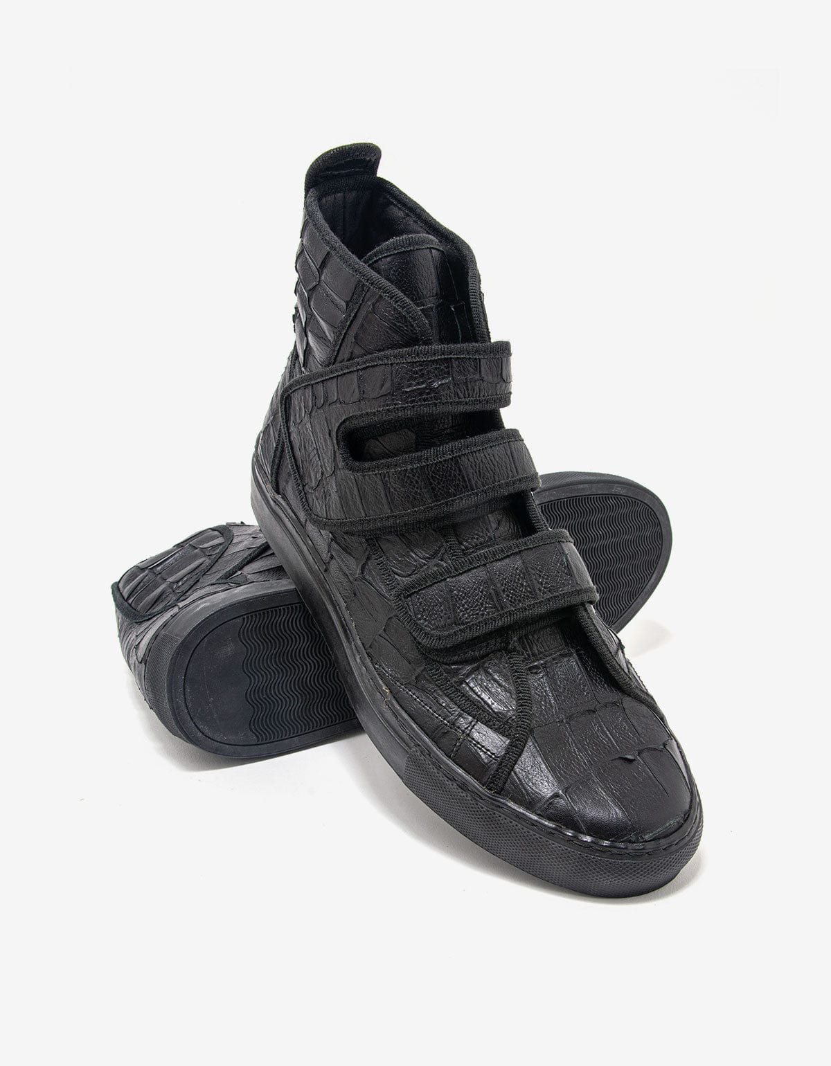 Raf Simons Black Croc Effect High Top Trainers - 8