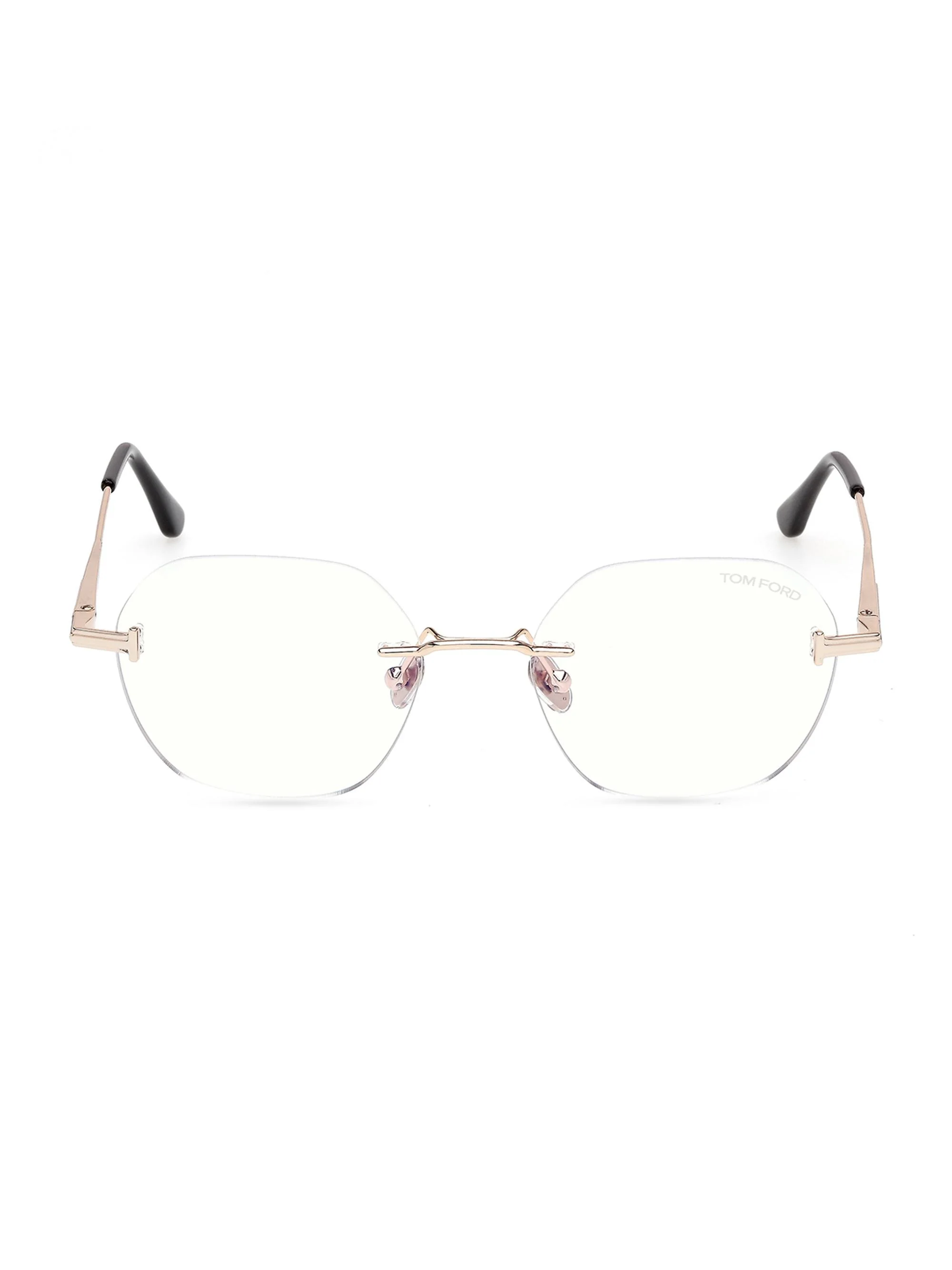 Women's 52MM Blue Block Geometric Eyeglasses - Rose Gold - 1