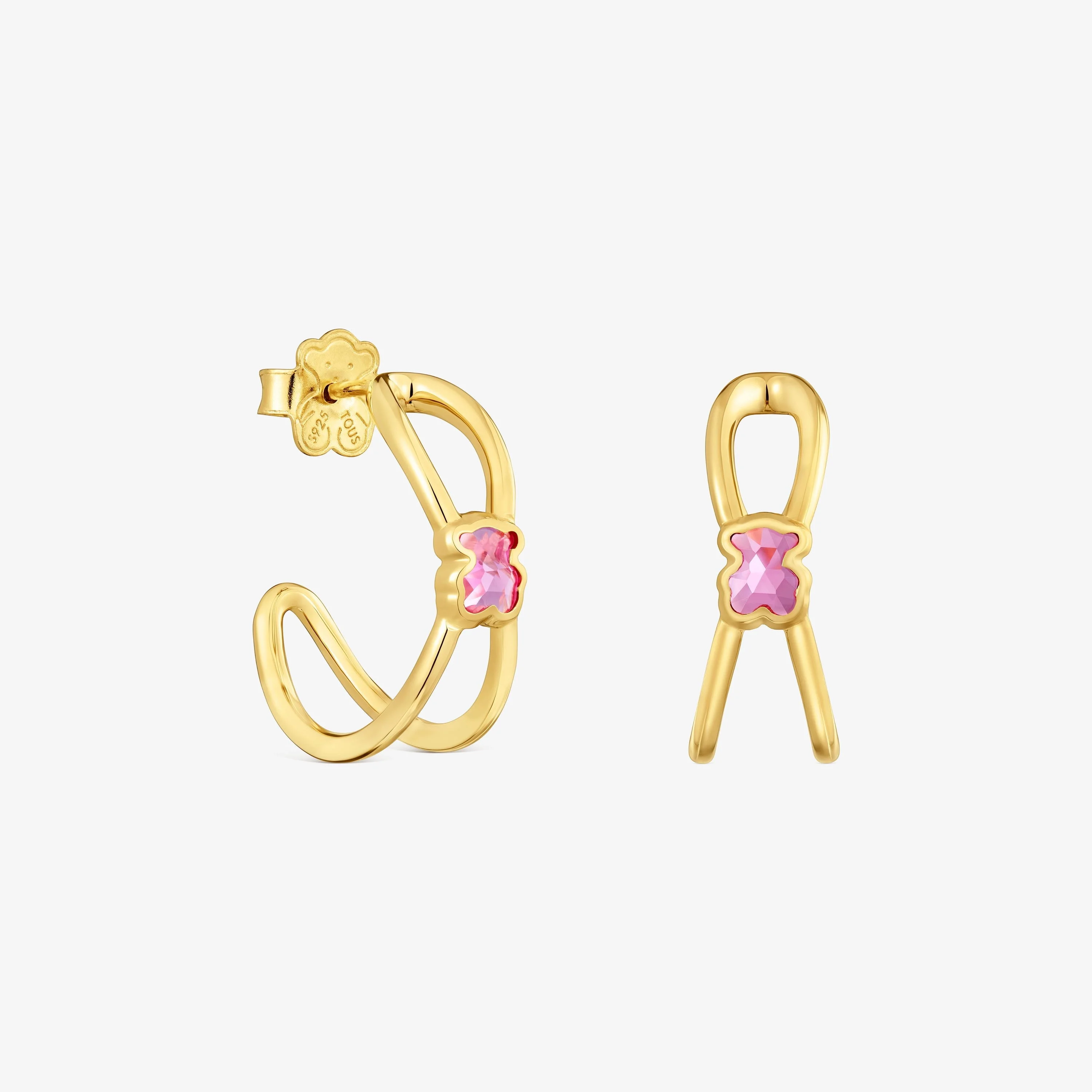 Hoop earrings with 18K gold vermeil and laboratory-grown ruby Icon Color LGG - 1