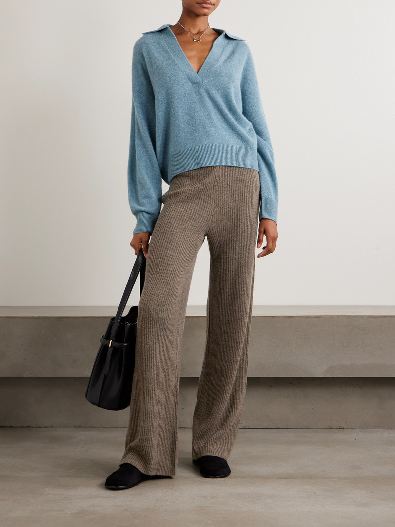 LE KASHA Banvir Ribbed Organic Cashmere Wide-leg Pants outlook