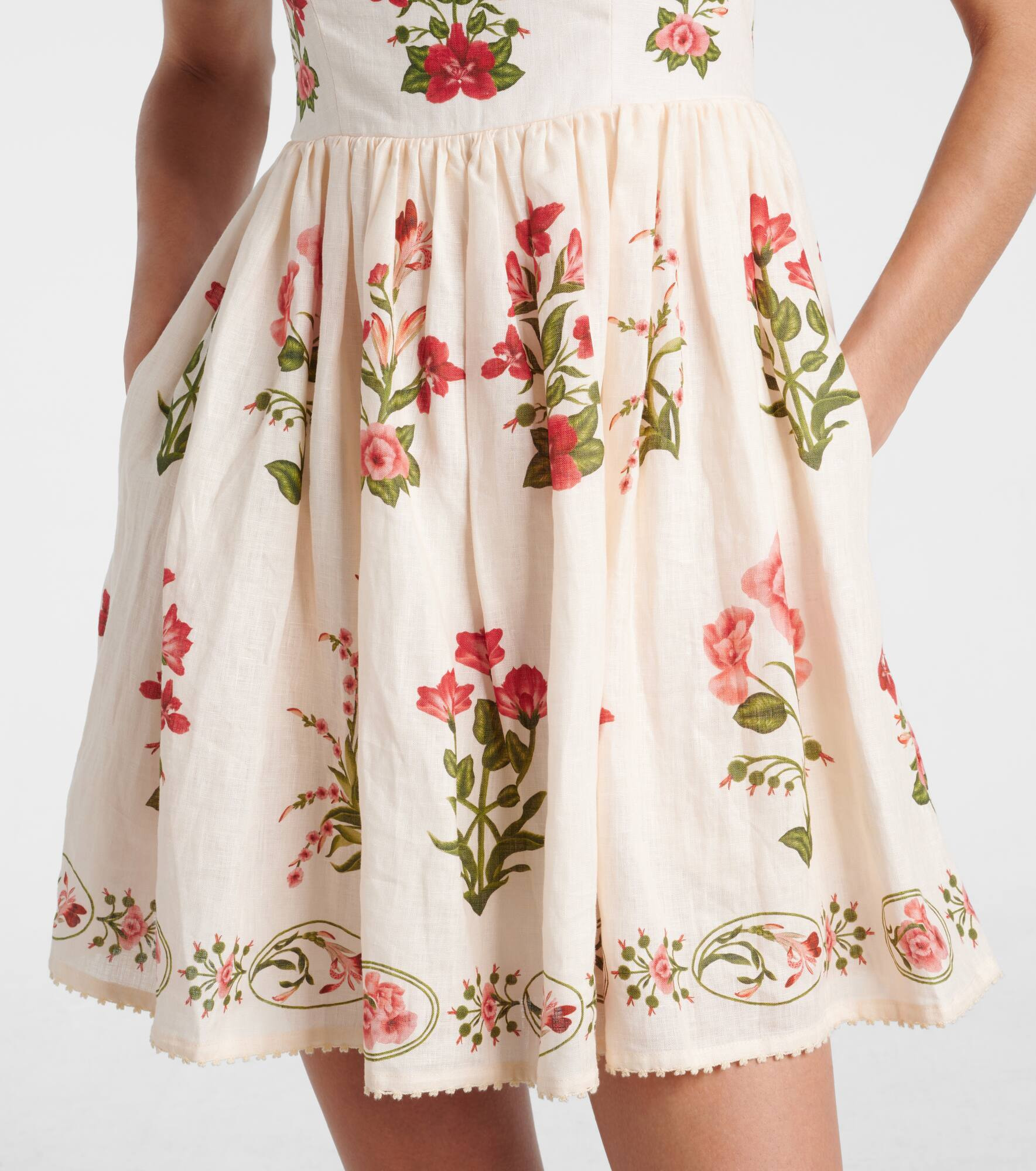 Barbara Mini Canna floral linen minidress - 5