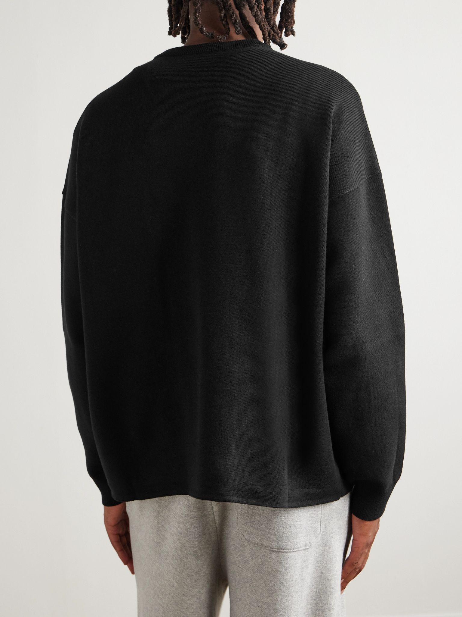 Anagram Logo-Intarsia Knitted Sweater Black - 3