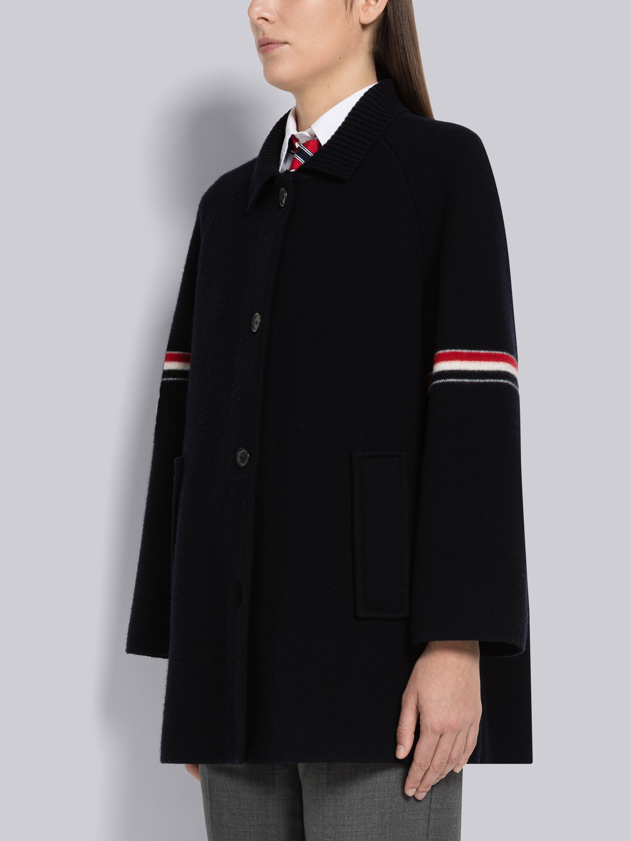 Milano Boiled Wool Cropped Armband Car Coat - 2