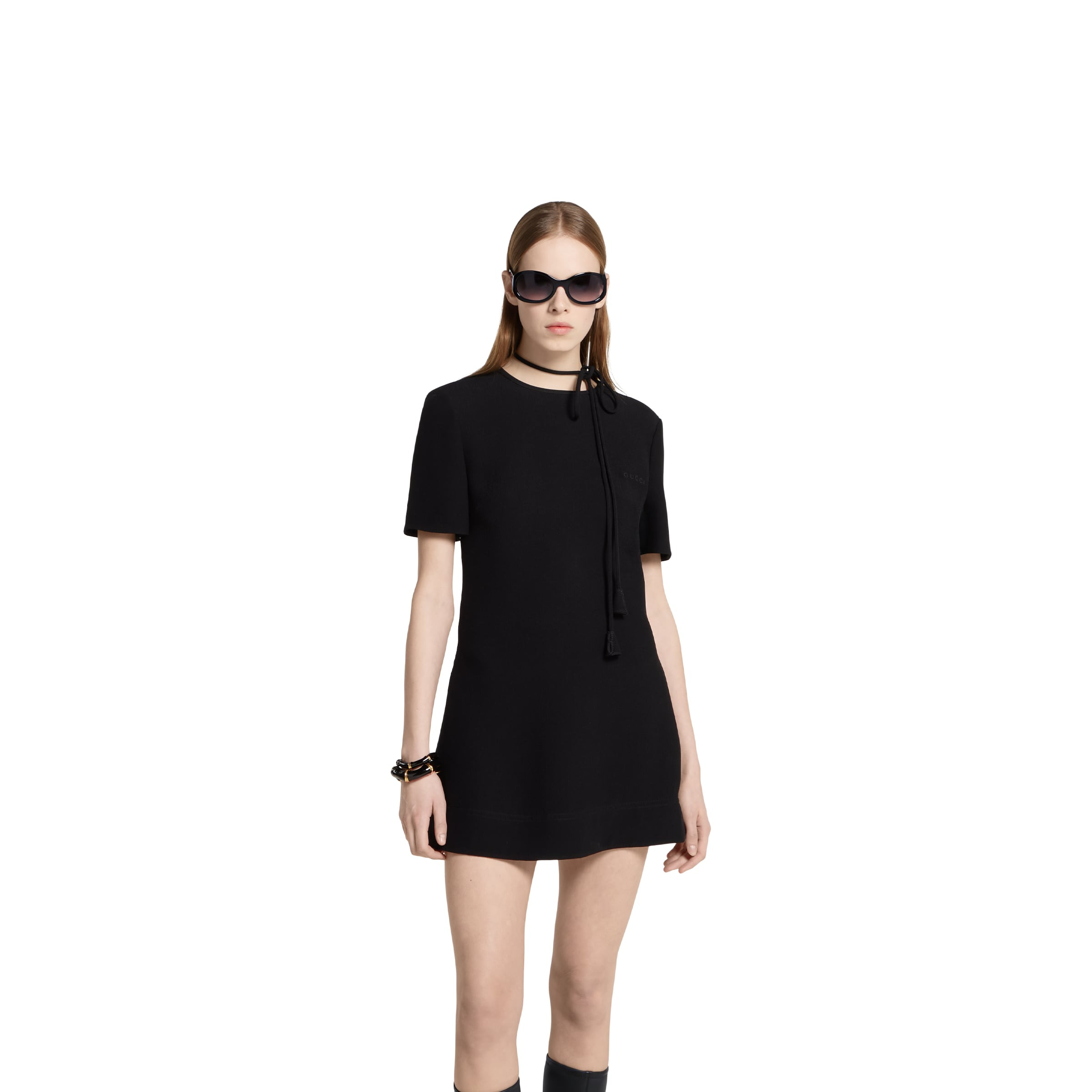 Silk crêpe mini dress with embroidery - 3