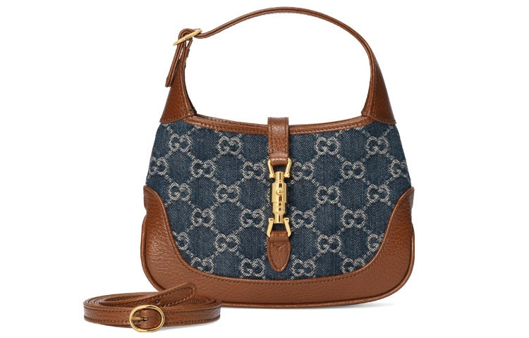 (WMNS) Gucci Jackie 1961 Series miniDenimSingle Shoulder Bag Brown color combination 637092-2KQGG-83 - 2