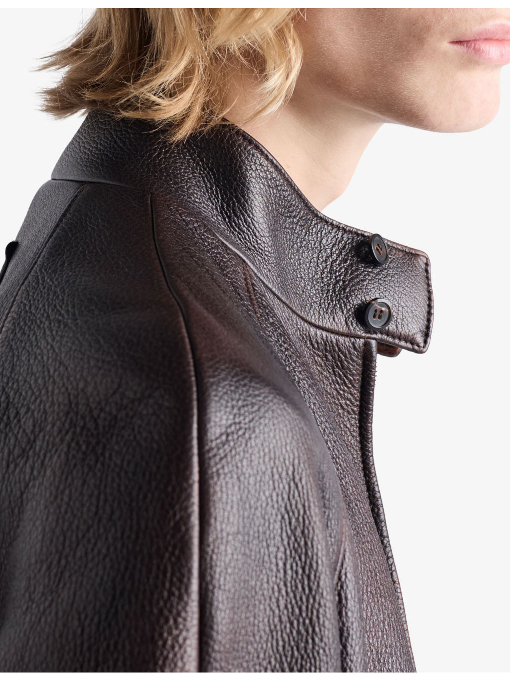Triangle-Patch Leather Bomber Jacket - 5