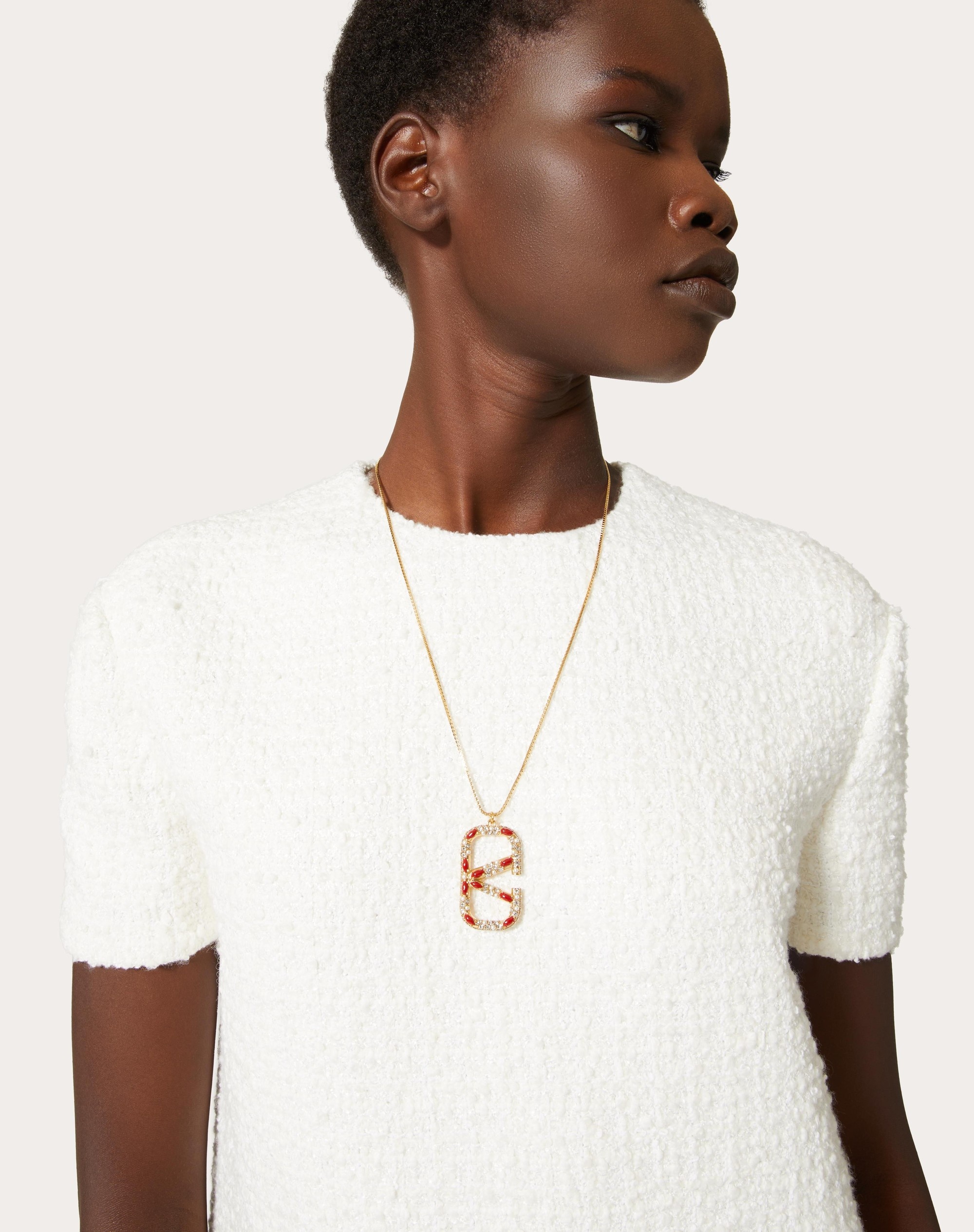 VLOGO SIGNATURE METAL, PEARL, ENAMEL AND SWAROVSKI® CRYSTAL NECKLACE - 5