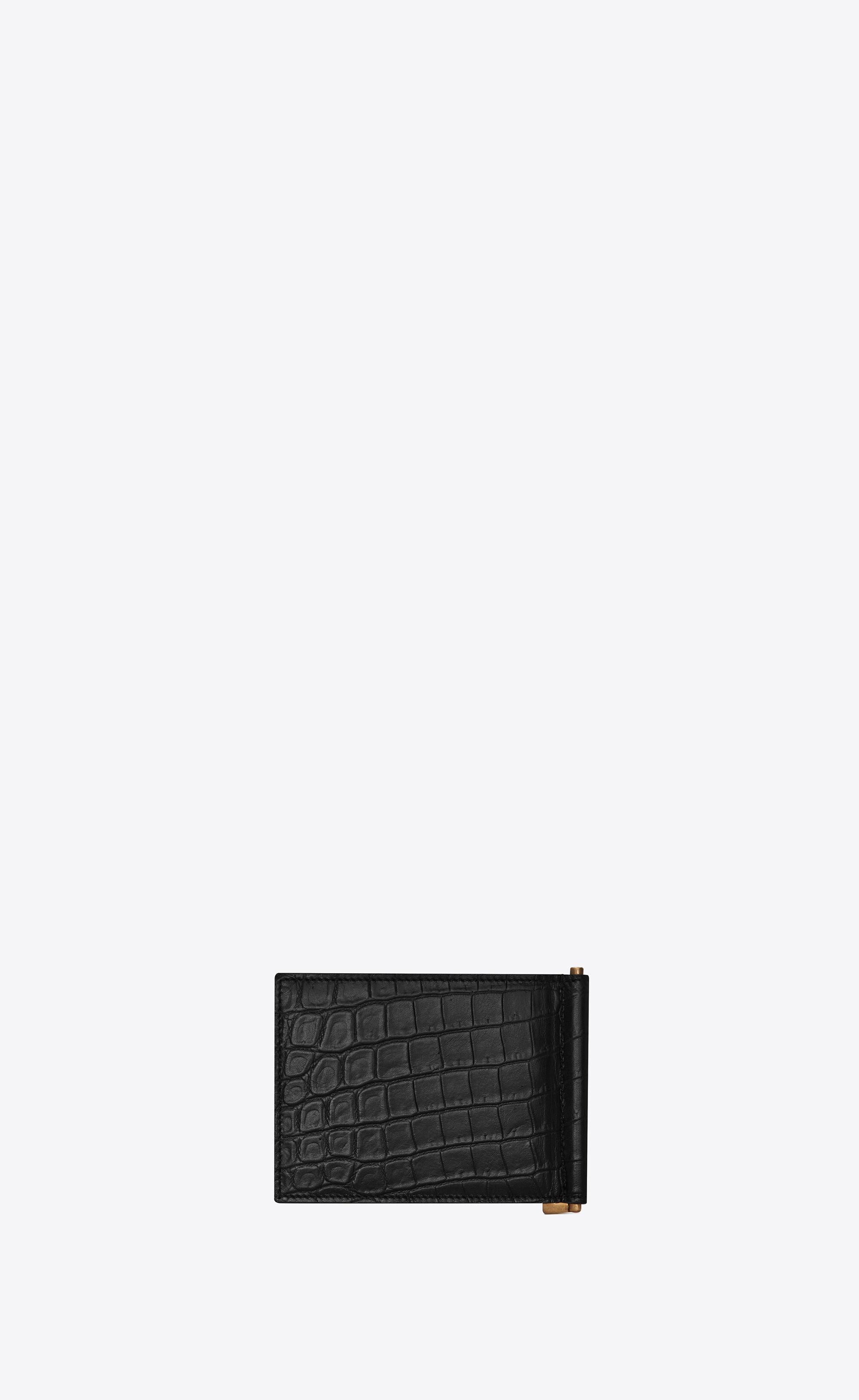 tiny cassandre bill clip wallet in crocodile embossed matte leather - 2