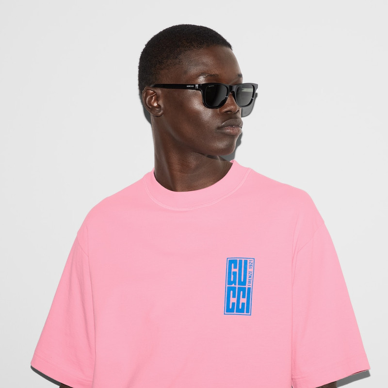 Cotton jersey T-shirt with Gucci print 5