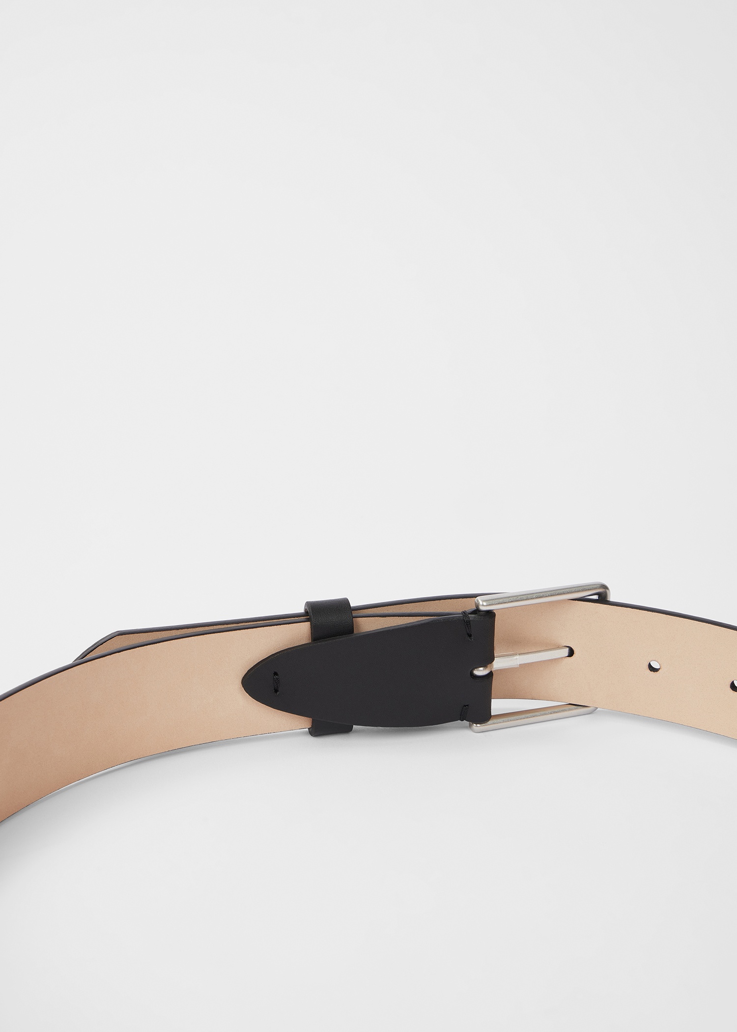 Black Leather 'Artist Stripe' Stitch Belt - 3