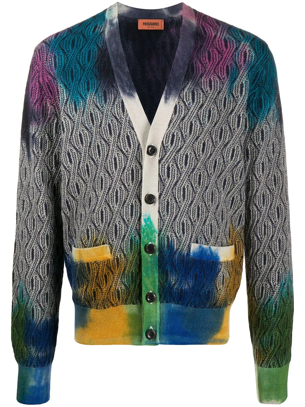 stained patterned cardigan  - 1