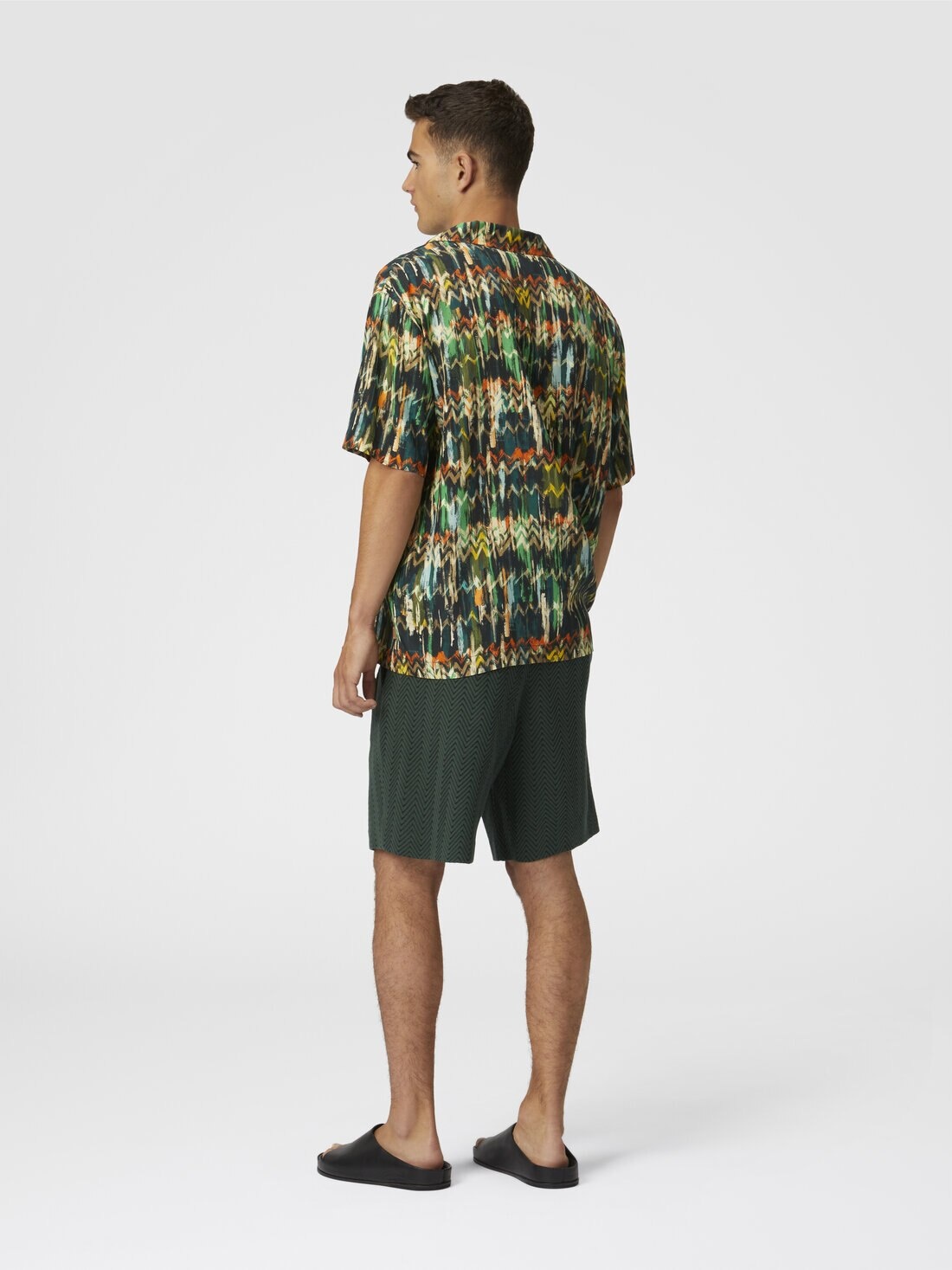 Viscose bowling shirt with zig zag print brushed effect - 3