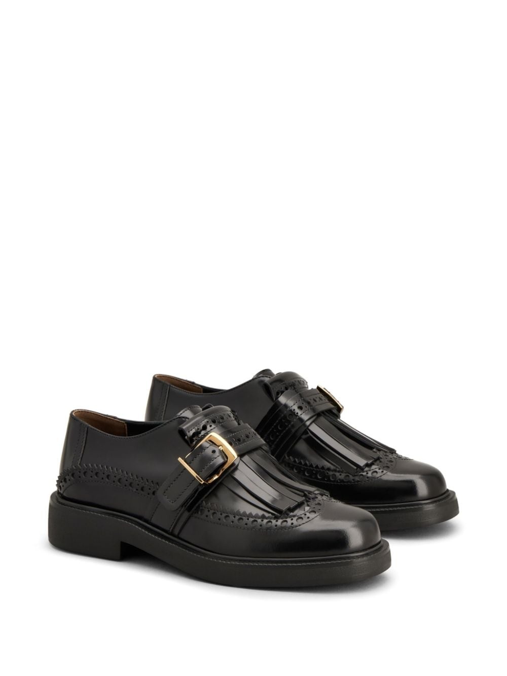 fringe-detail leather loafers - 2