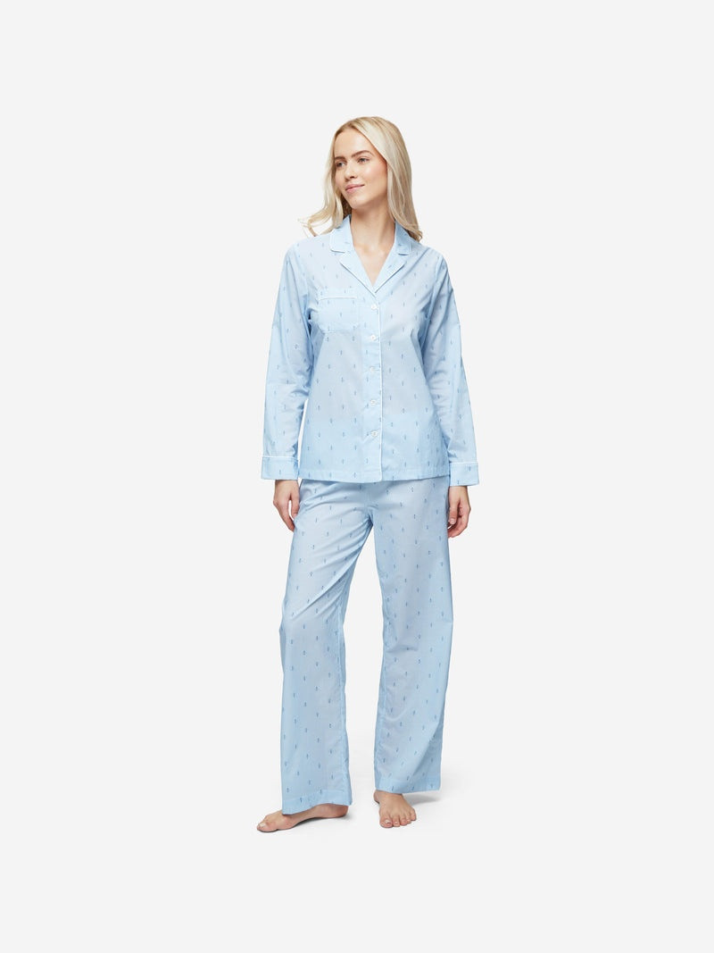 Derek Rose Women's Pyjamas Nelson 94 Cotton Batiste Blue outlook