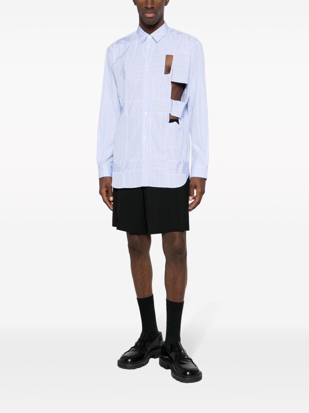 striped cut-out cotton shirt - 2